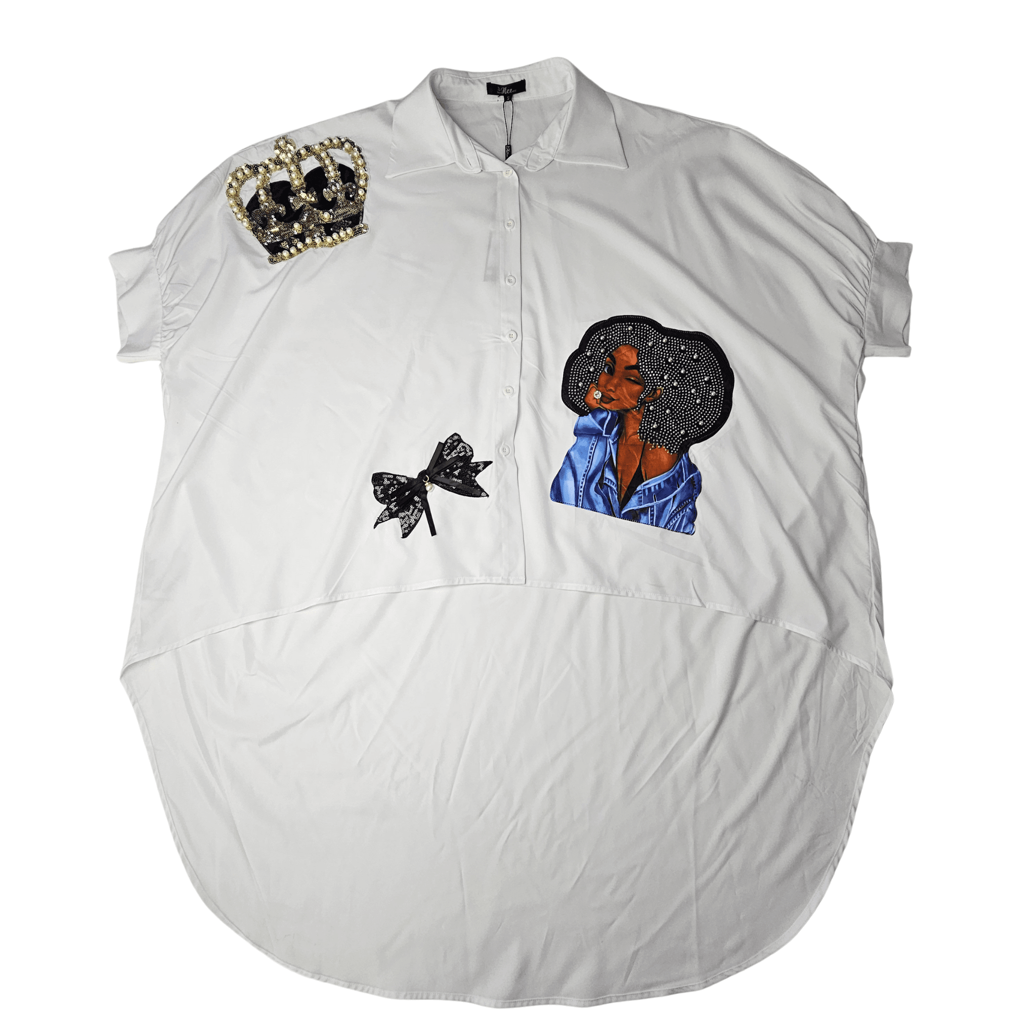 Bluze Femrash  Ngjyre e Bardhe me Dizajn me Temina dhe Perla Outlet/T-Shirt