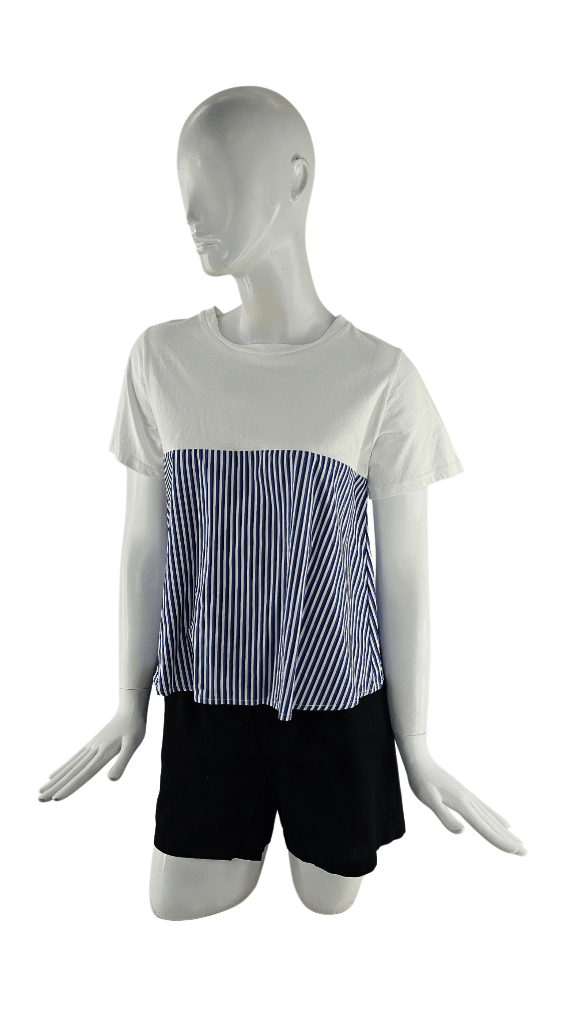 Bluze Femrash MNG Ngjyre e Bardhe me Dizajn me Vija Blu Outlet/T-Shirt