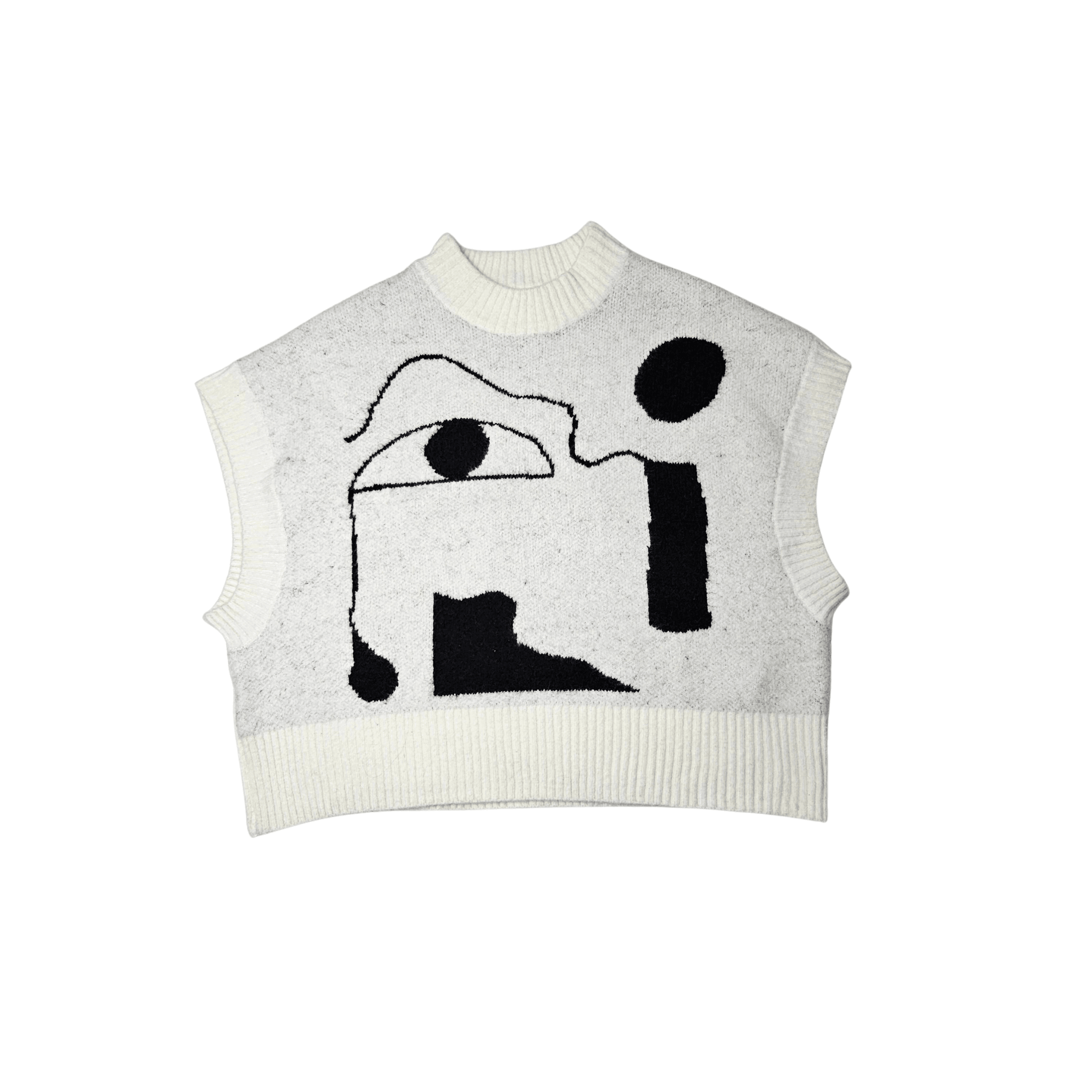 Jelek Femrash Monkl Ngjyre i Bardhe me Dizajn te Zi S.Hand Women Vest