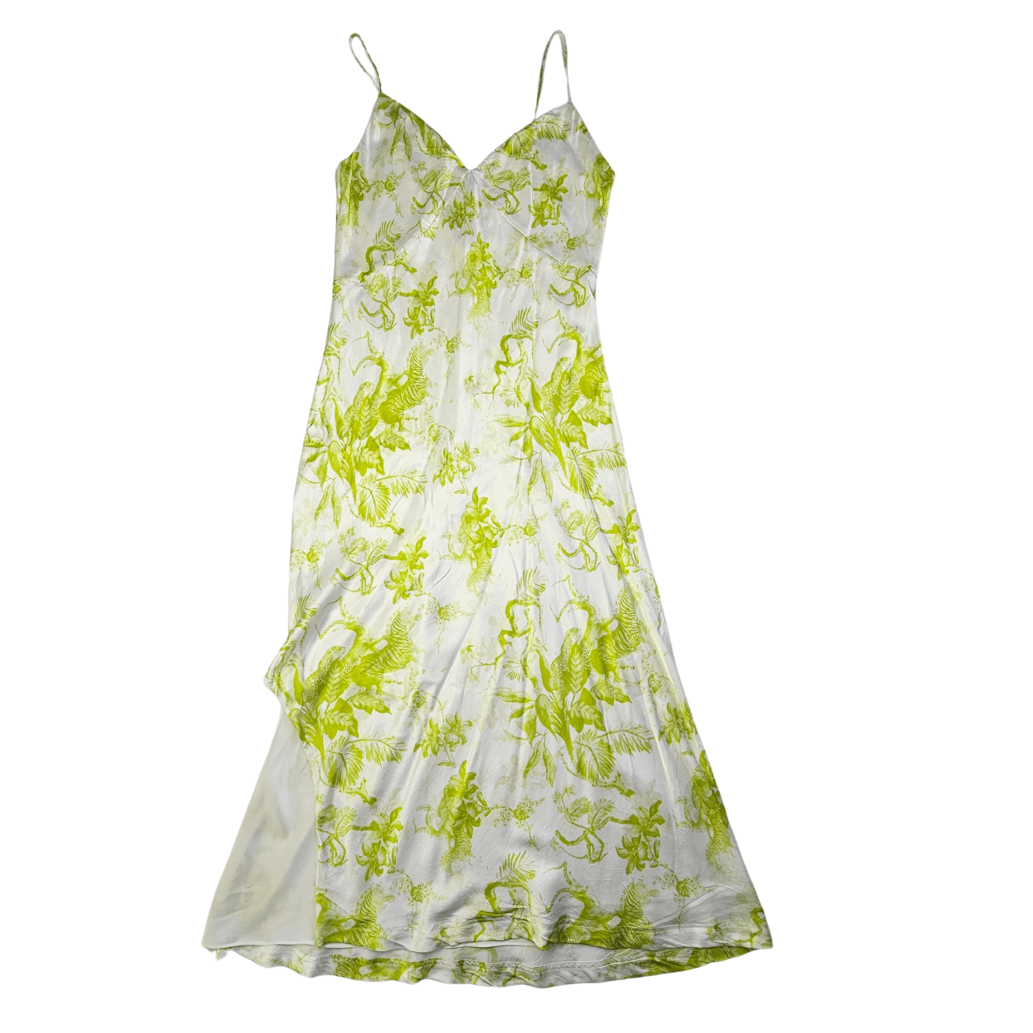 Fustan Femrash Saten i Bardhe me Dizajn Ngjyre Bizele S.Hand/Satin Dress