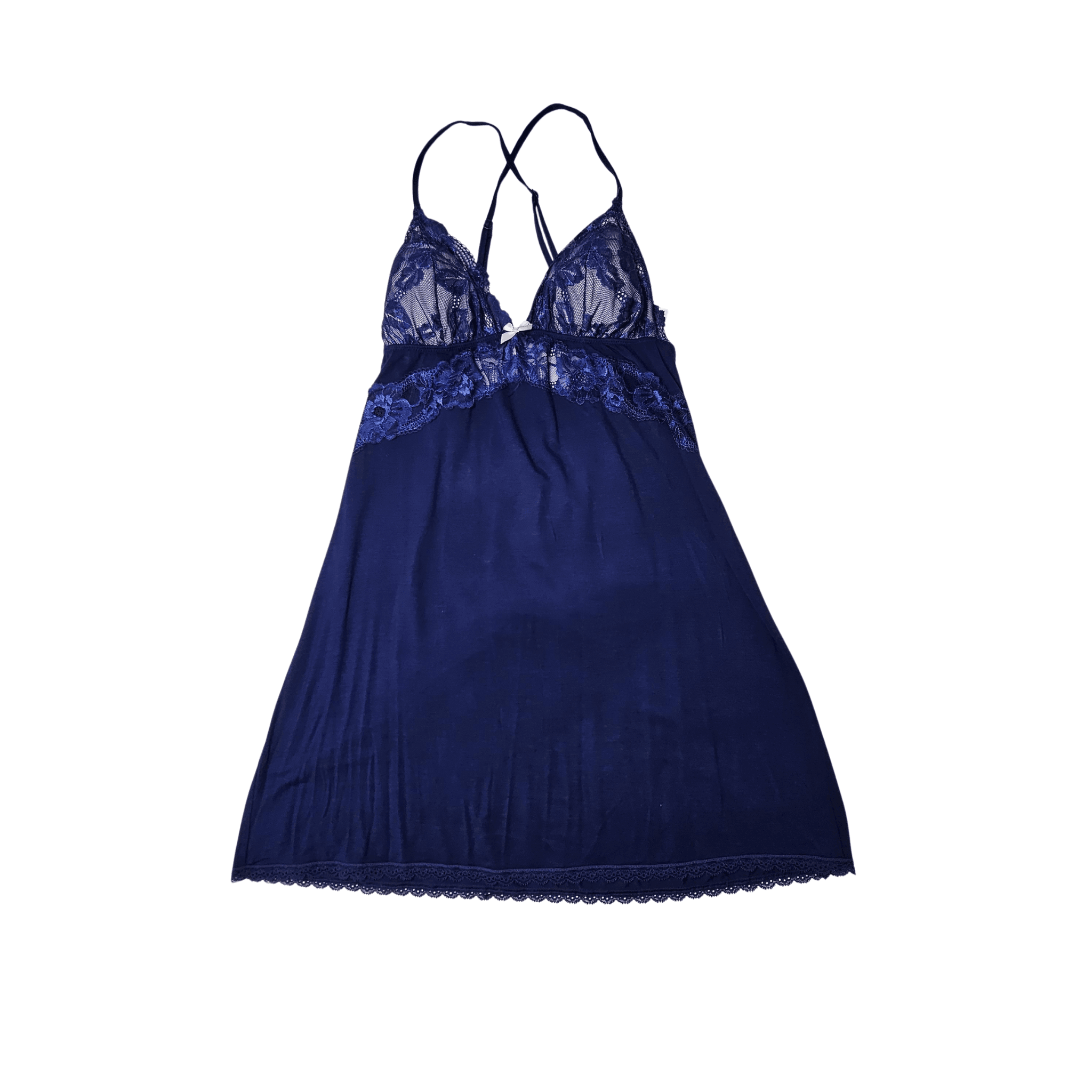 Veshje Gjumi Fustan Ngjyre Blu i Erret  me Detaje Dantelle  S.Hand Sleepwear 