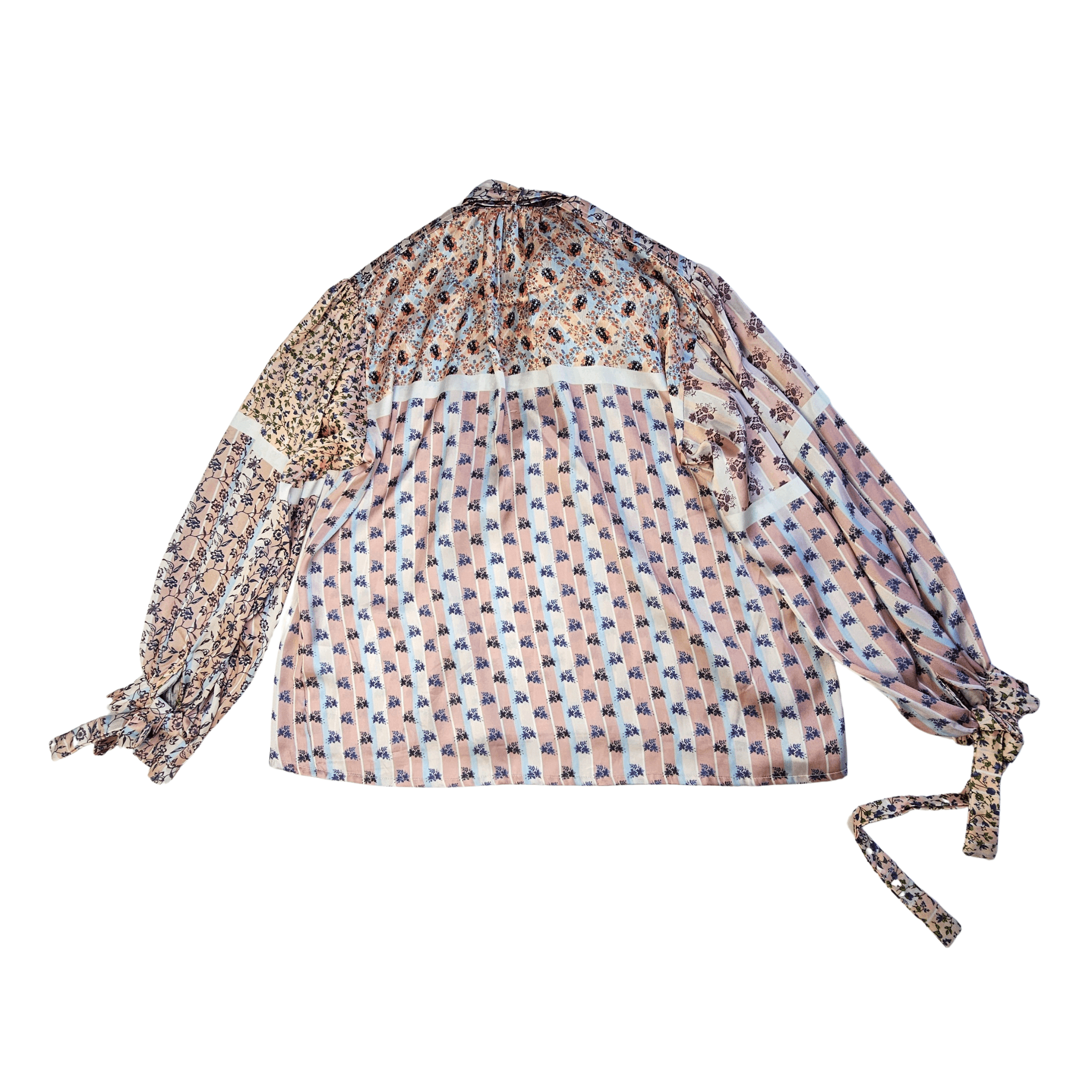 Bluze Femrash Saten Ngjyre Uthull me Dizajn Abstrakt S.Hand/Shirt