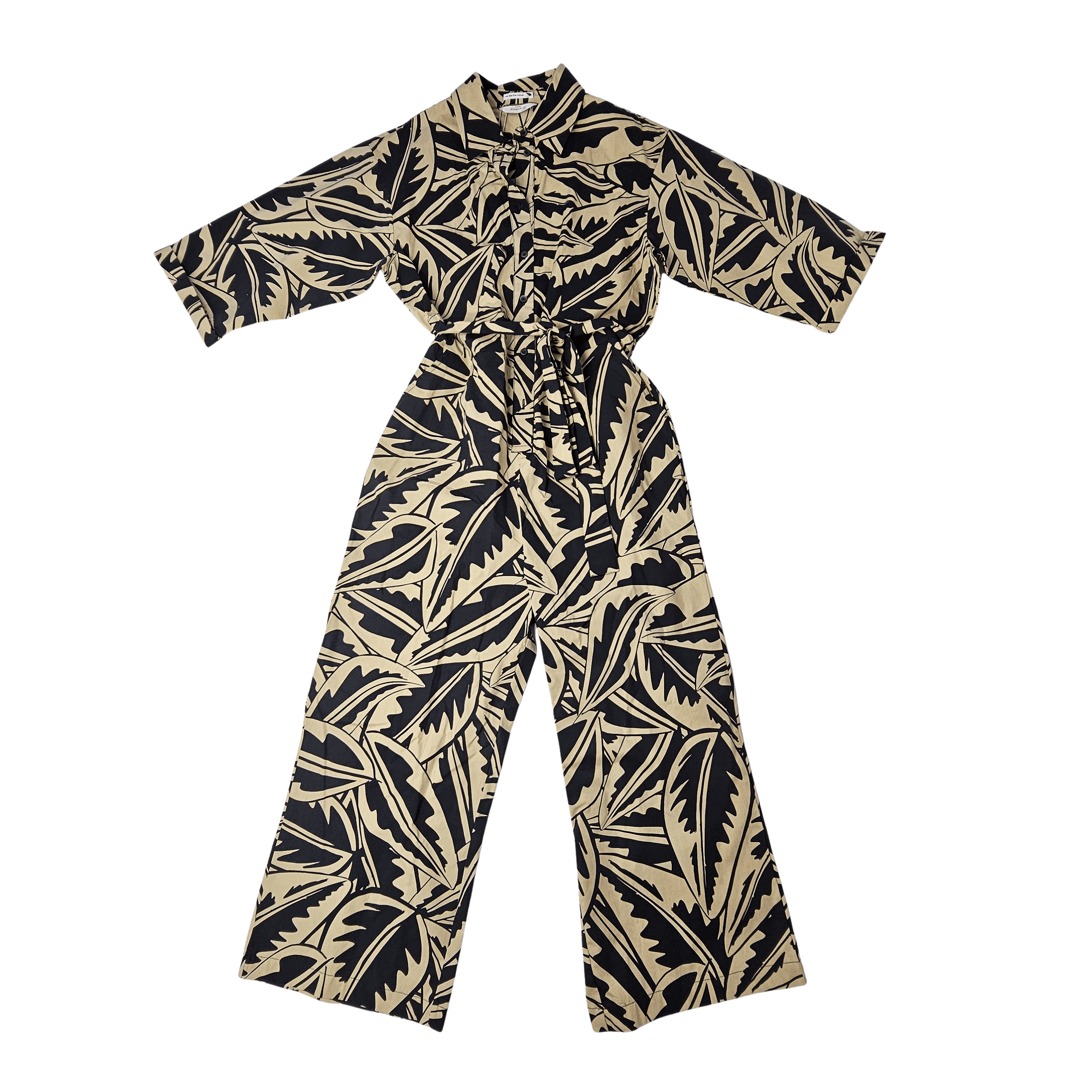 Paliceta Femrash  Ngjyre Bezhe me Dizajn te Zi Outlet Womens Jumpsuit