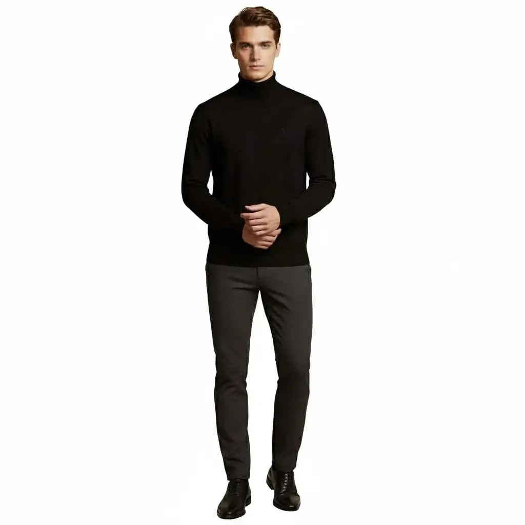 Pulover Meshkujsh Polo Ngjyre e Zeze S.Hand Men's Sweater