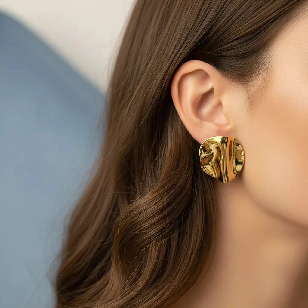 Vathe Femrash Çeliku M7 Stainless Steel Ngjyre Gold Women Earrings