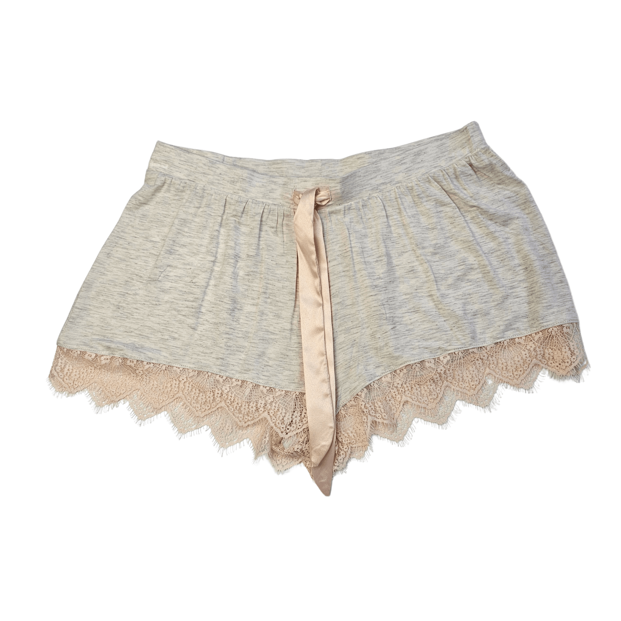 Veshje Gjumi Tuta te Shkurtra Ngjyre Puder me Dantelle S.Hand/Sleeping Clothes