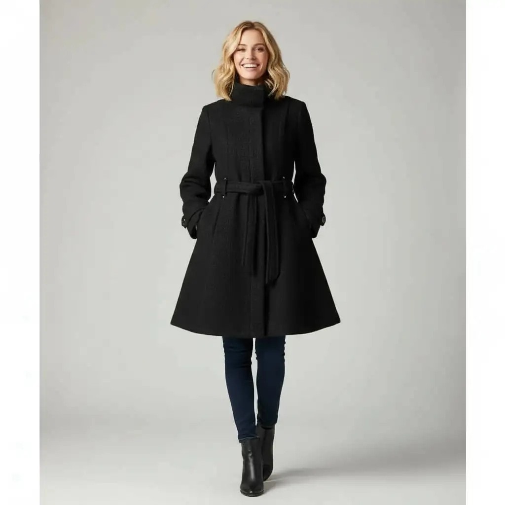 Pallto Femrash Ngjyre e Zeze Outlet Womens Coat