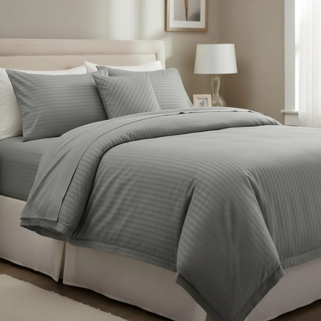 Set Zarf Jorgani Ngjyre Gri  me Vija  Dopio 180x200cm Outlet Double Bed Cover Set