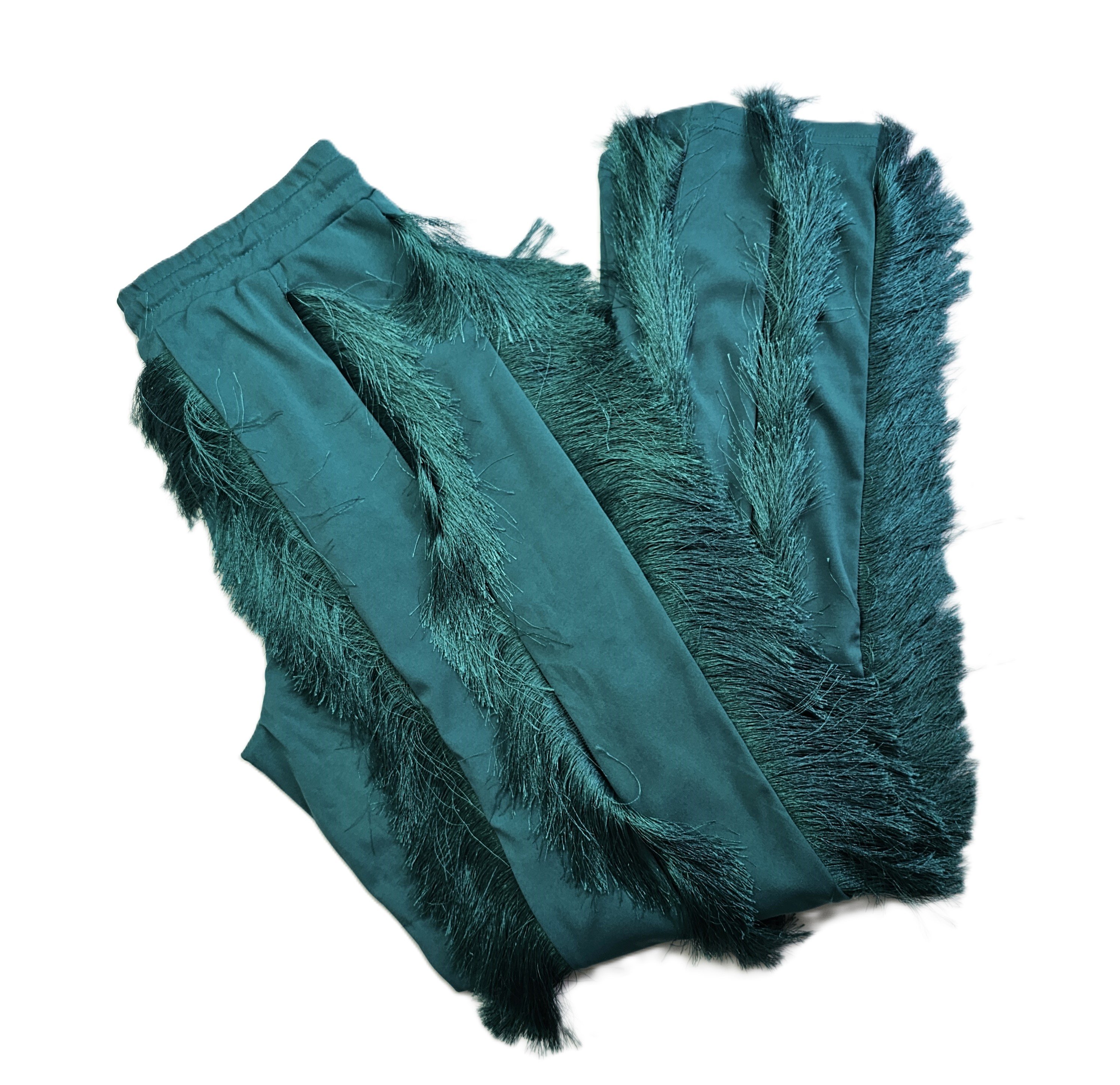 Pantallona Verore Femrash me Tufa Fijesh Anash Ngjyre Jeshile e Erret S.Hand/Dark Green Summer Pants