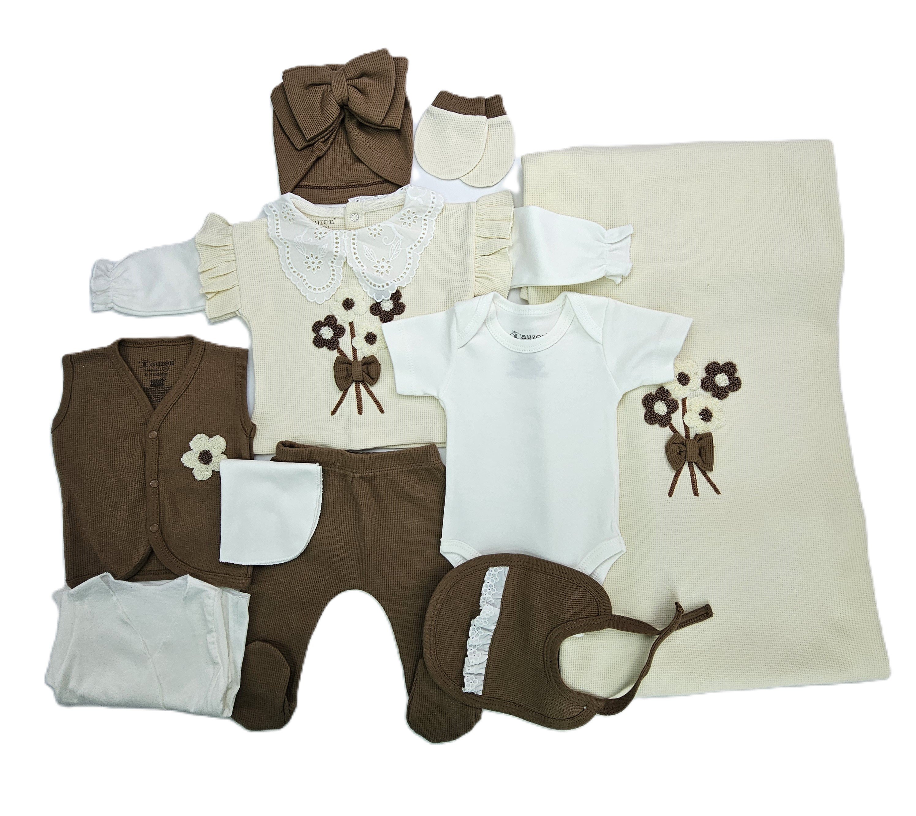 Set Bebesh Mini Cayzen 3013 Ngjyre Kafe/New Born Baby Set