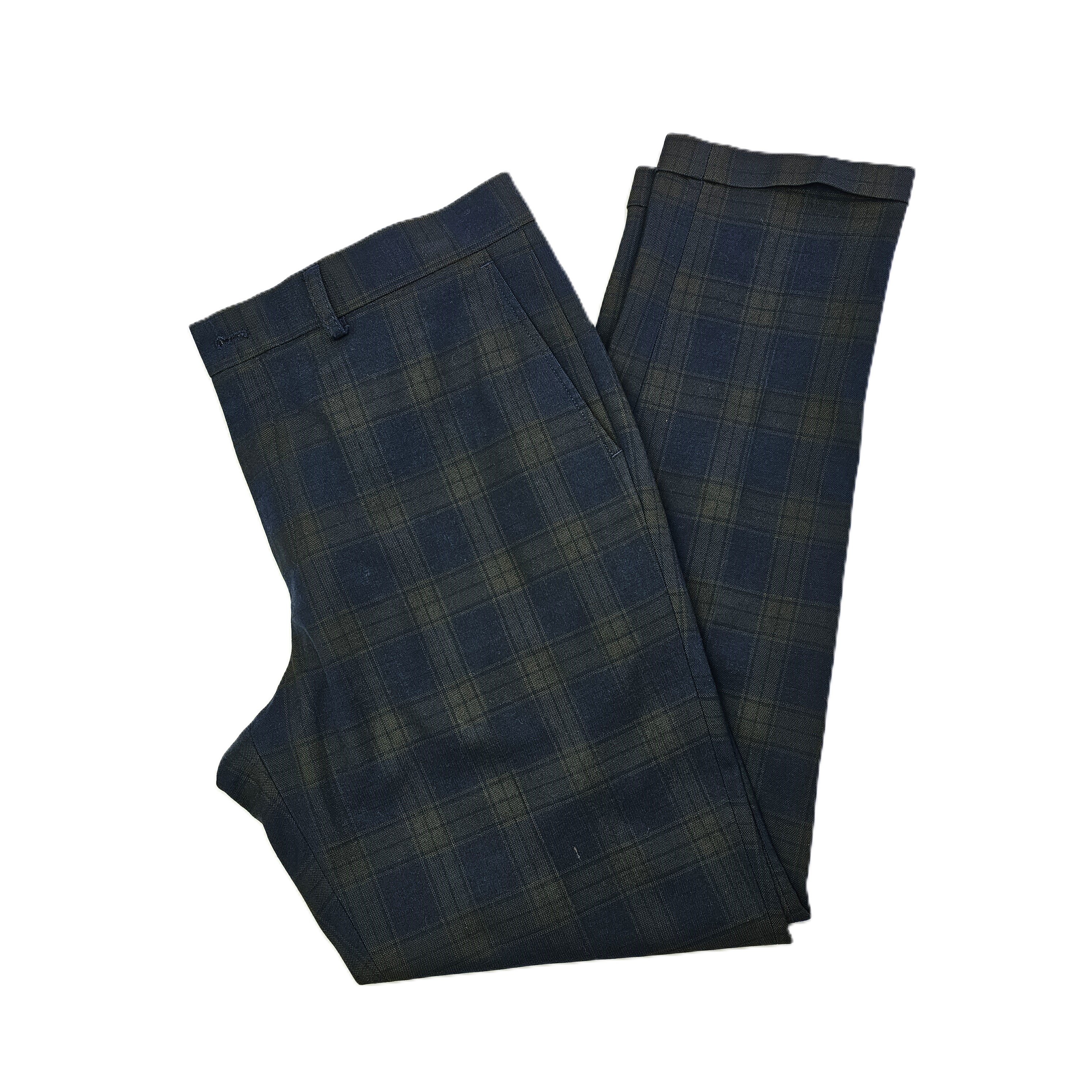 Pantallona Klasike Meshkujsh Ngjyre Blu te Erreta me Kuadrate Kafe S.Hand/ Dark Blue Classic Pants