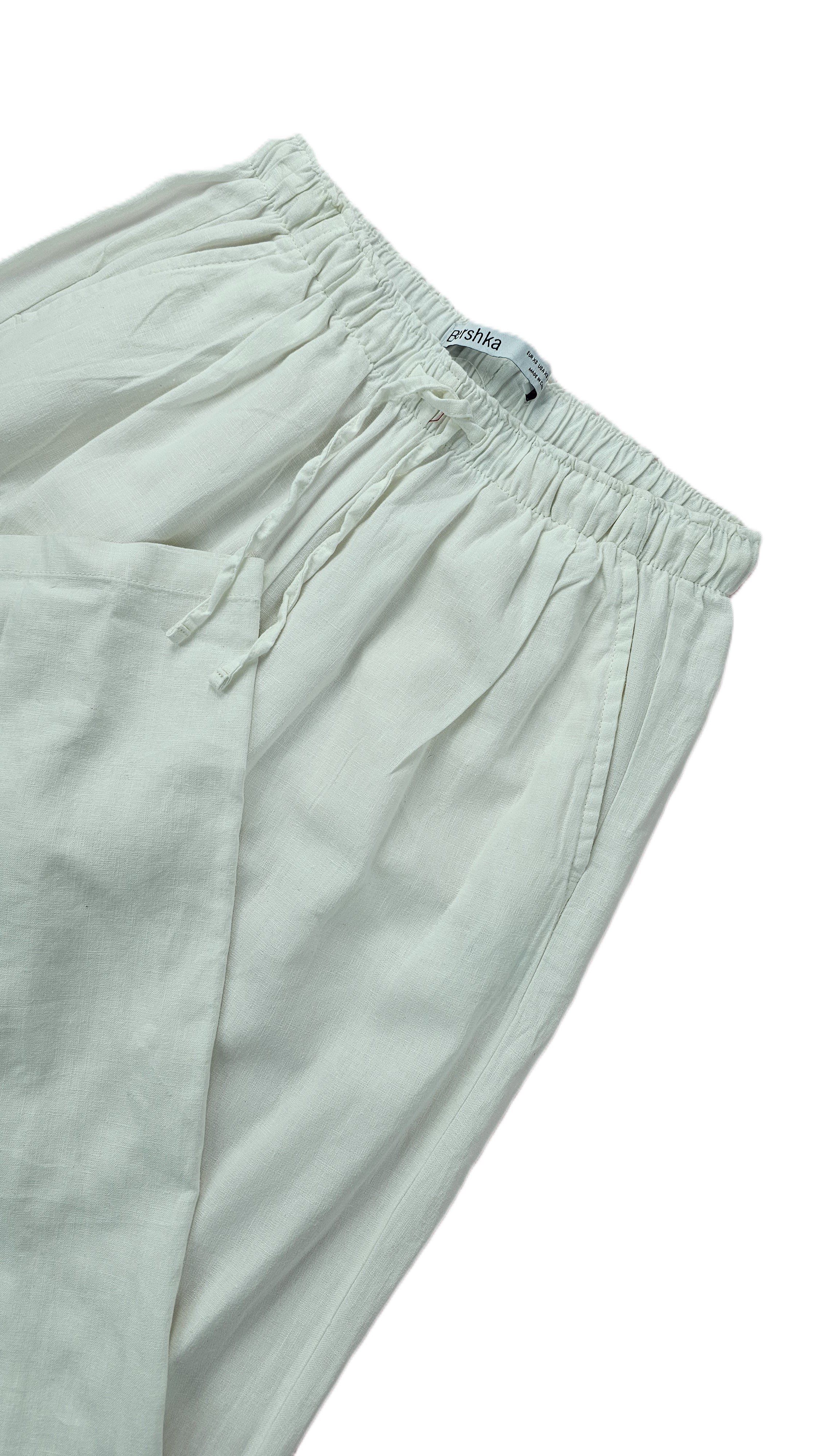 Pantallona Bershka Lino Te Bardha S.Hand