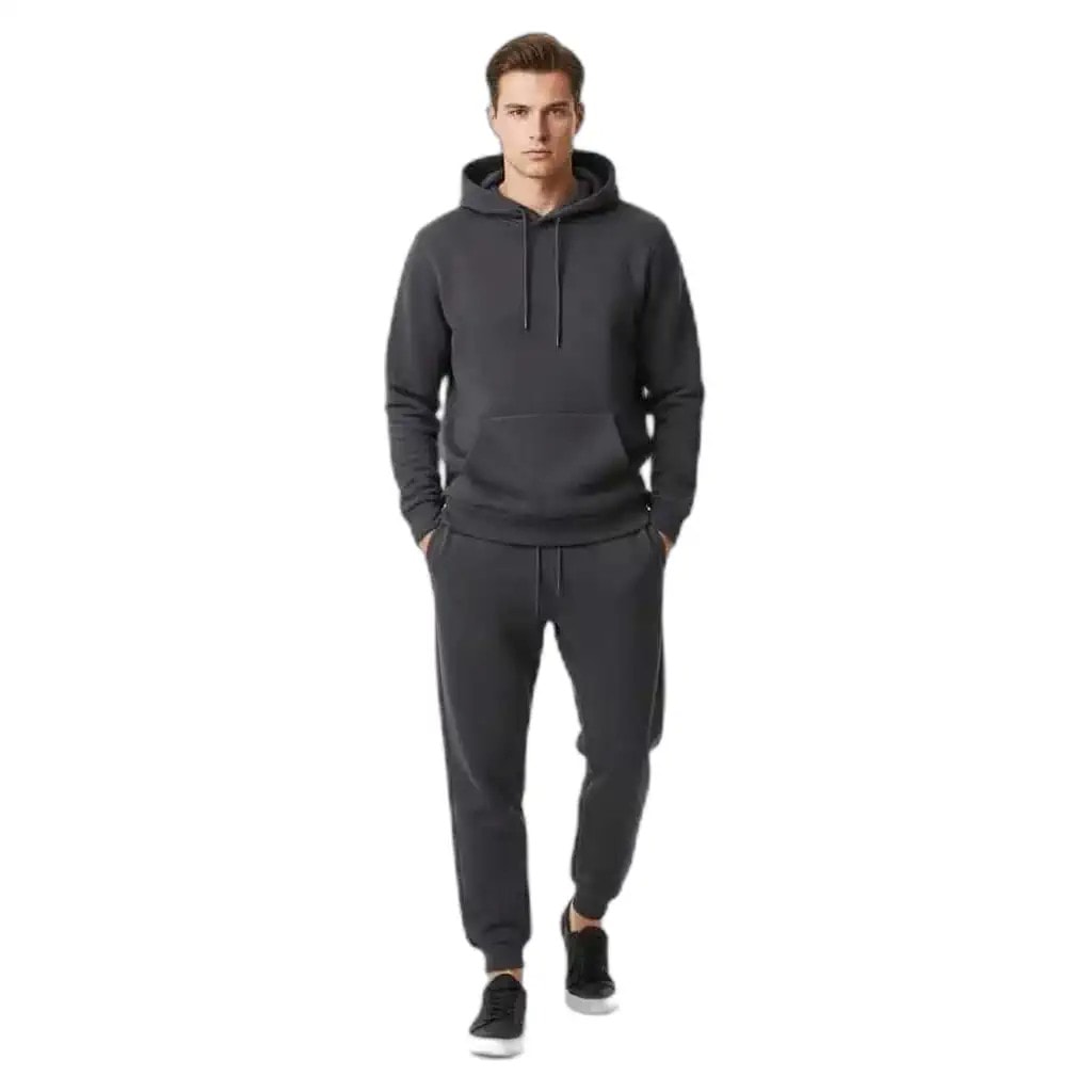 Kostum Sportiv Meshkujsh me Kapuc Outlet - Gri e Erret