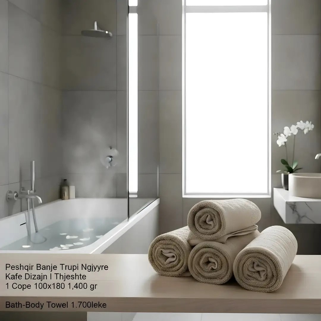 Peshqir Banje Trupi Ngjyre Kafe Dizajn I Thjeshte 1 Cope 100x180 1,400 gr Bath-Body Towel