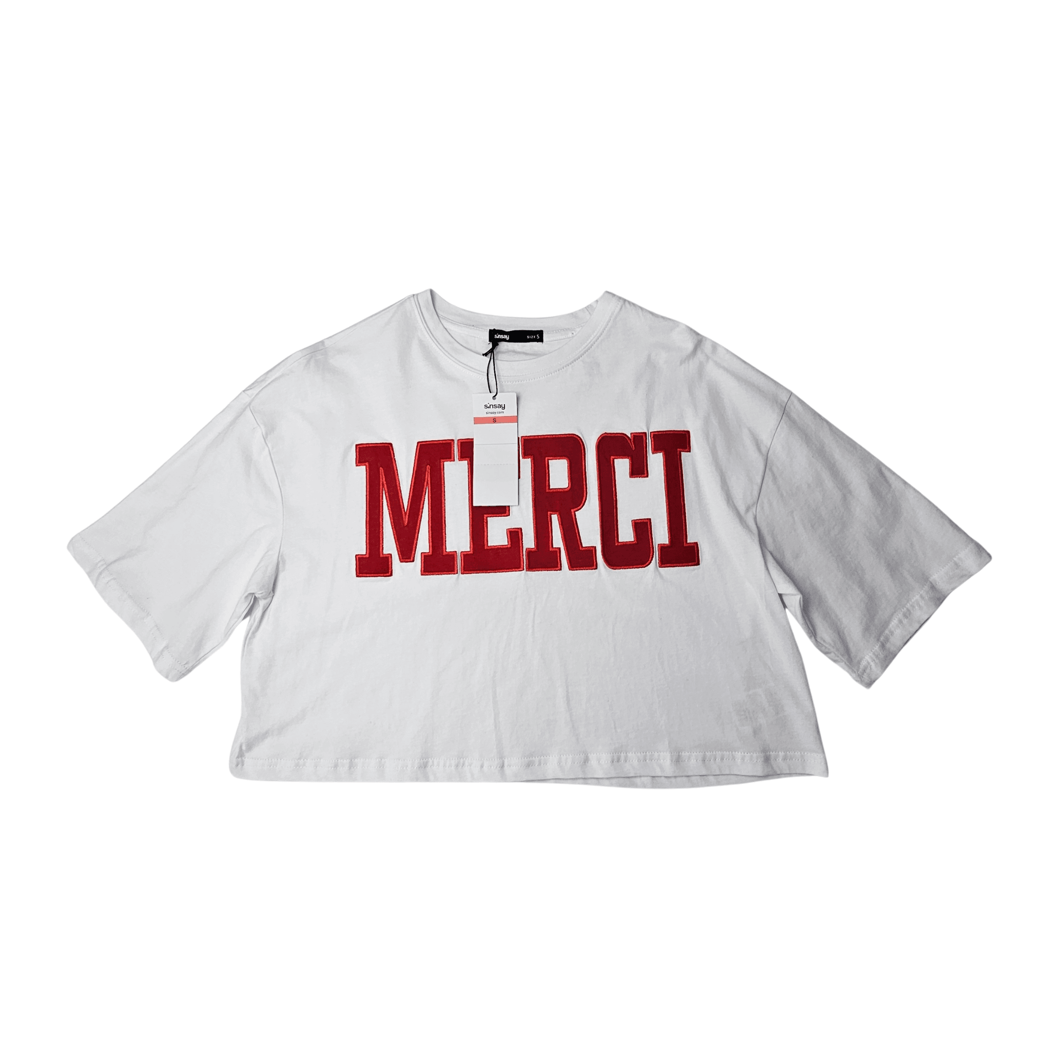 Bluze Femrash Sinsay Ngjyre e Bardhe me Dizajn te Kuq Outlet/T-Shirt