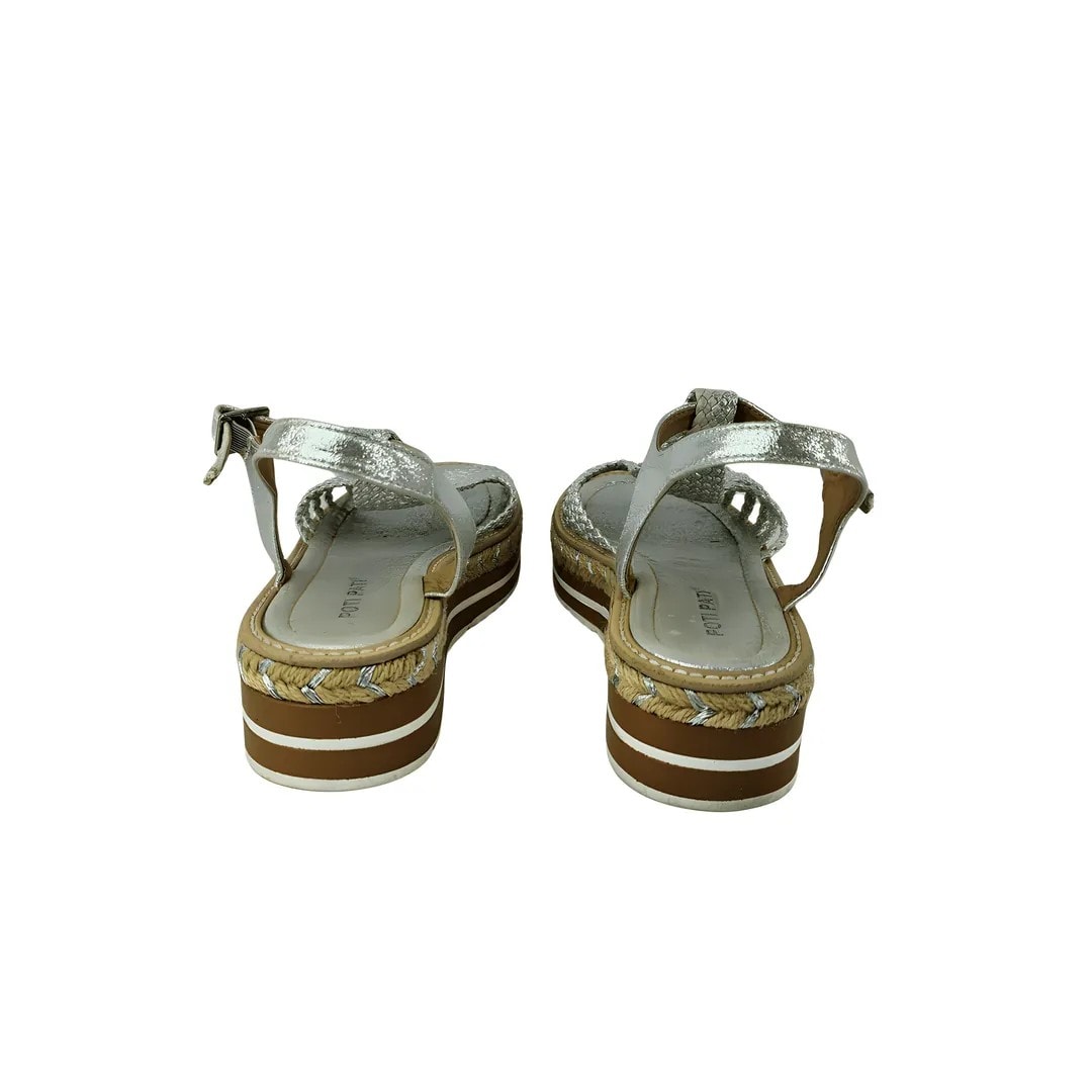 Sandale Femrash Ngjyre Gri e Hapur me Shkelqim dhe Detaje Kashte S.Hand Womens Sandals