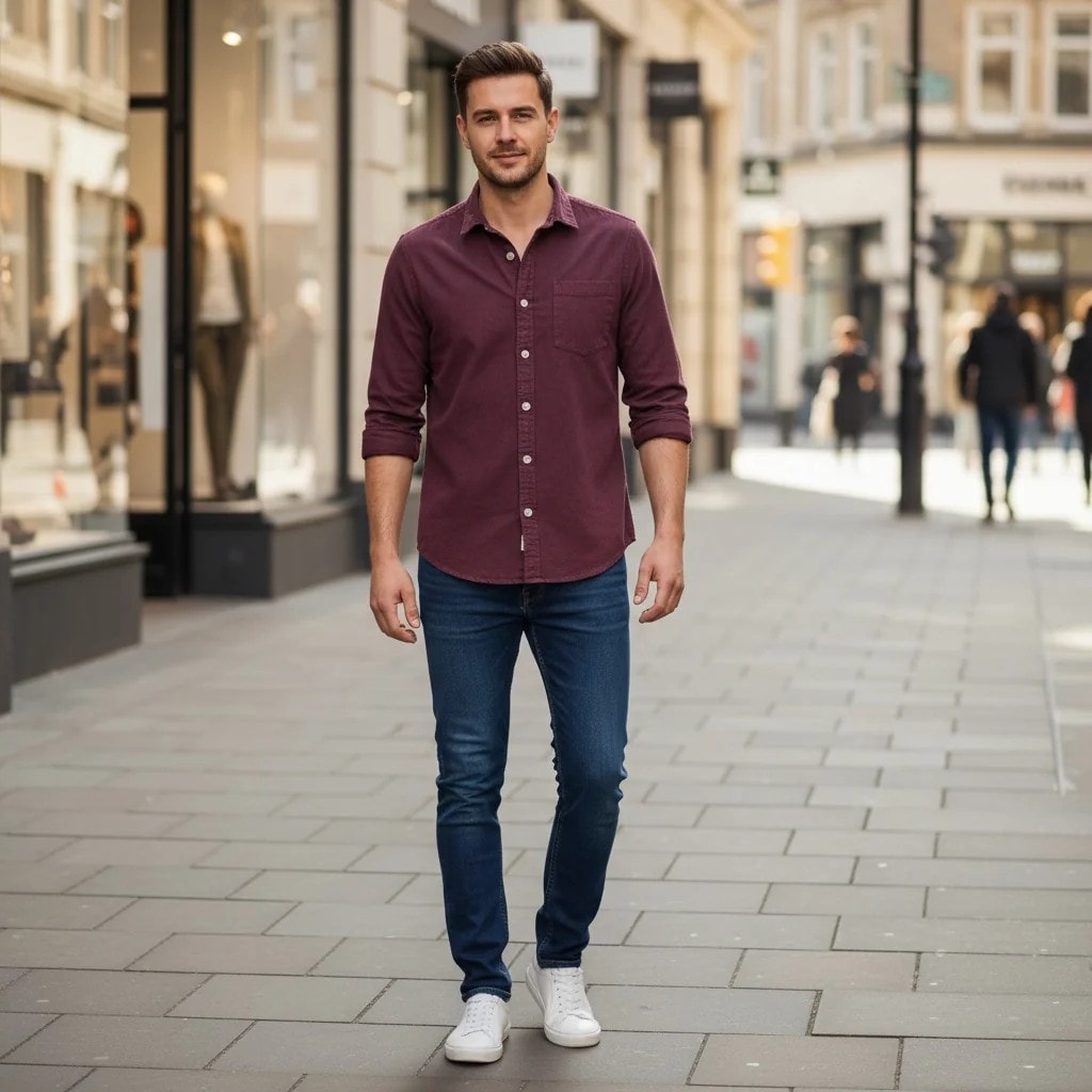 Kemishe Xhins Meshkujsh River Island Ngjyre Vishnje S.Hand