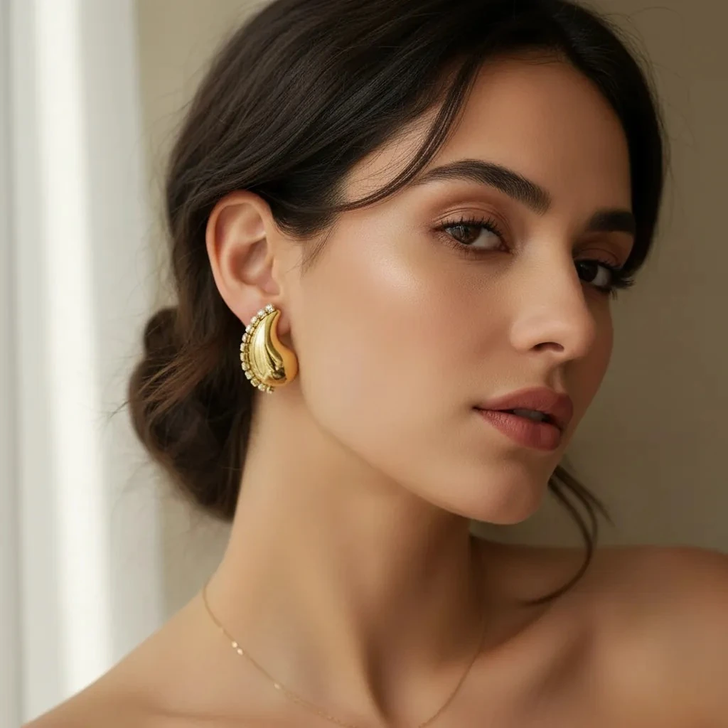 Vathe Femrash Çeliku M26 Stainless Steel Ngjyre Gold Women Earrings