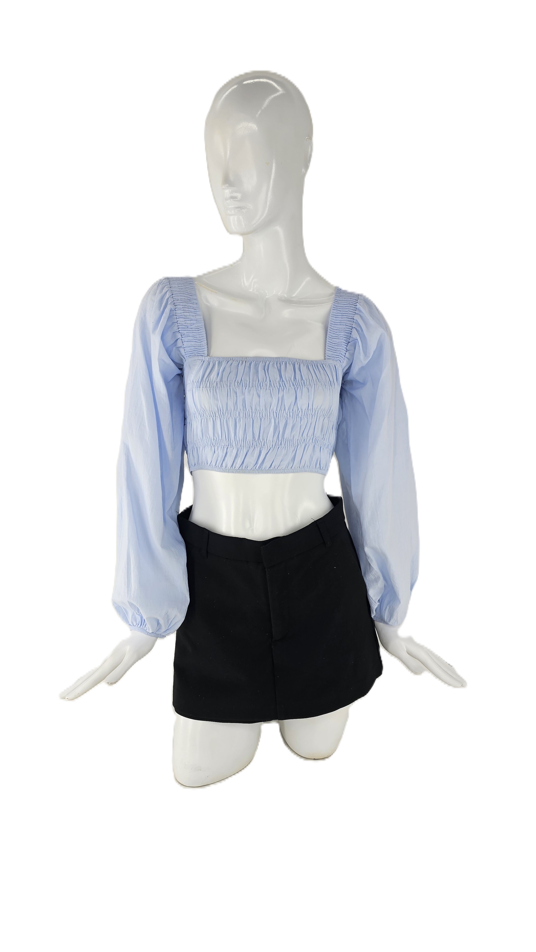 Bluze Bershka Crop Top Babyblue 