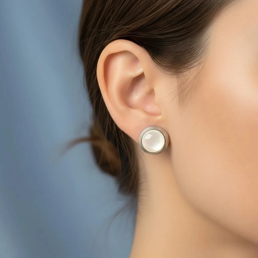 Vathe Femrash Çeliku M37 Stainless Steel Ngjyre Silver Women Earrings