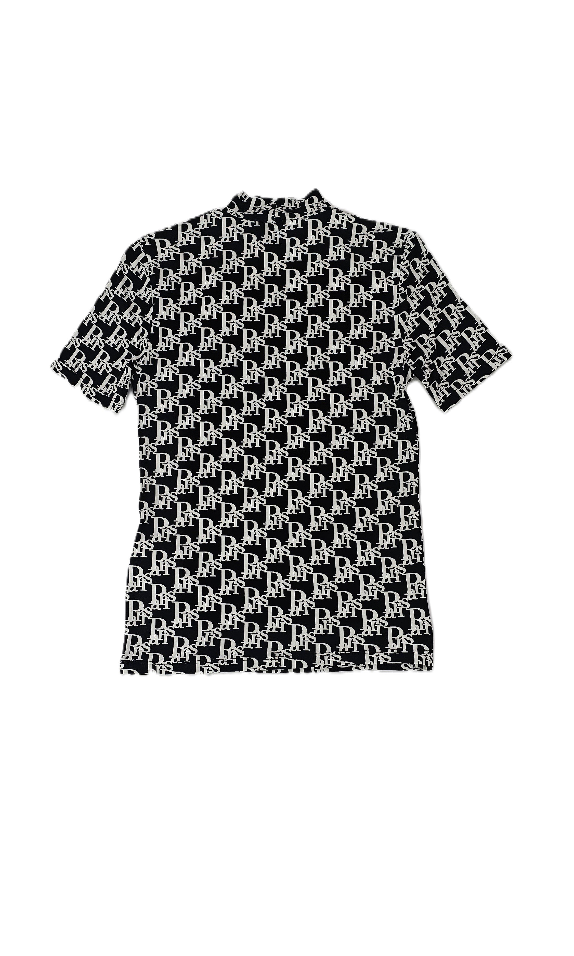 T-Shirt Bardhe e Zi me Shkrim Paris S.Hand