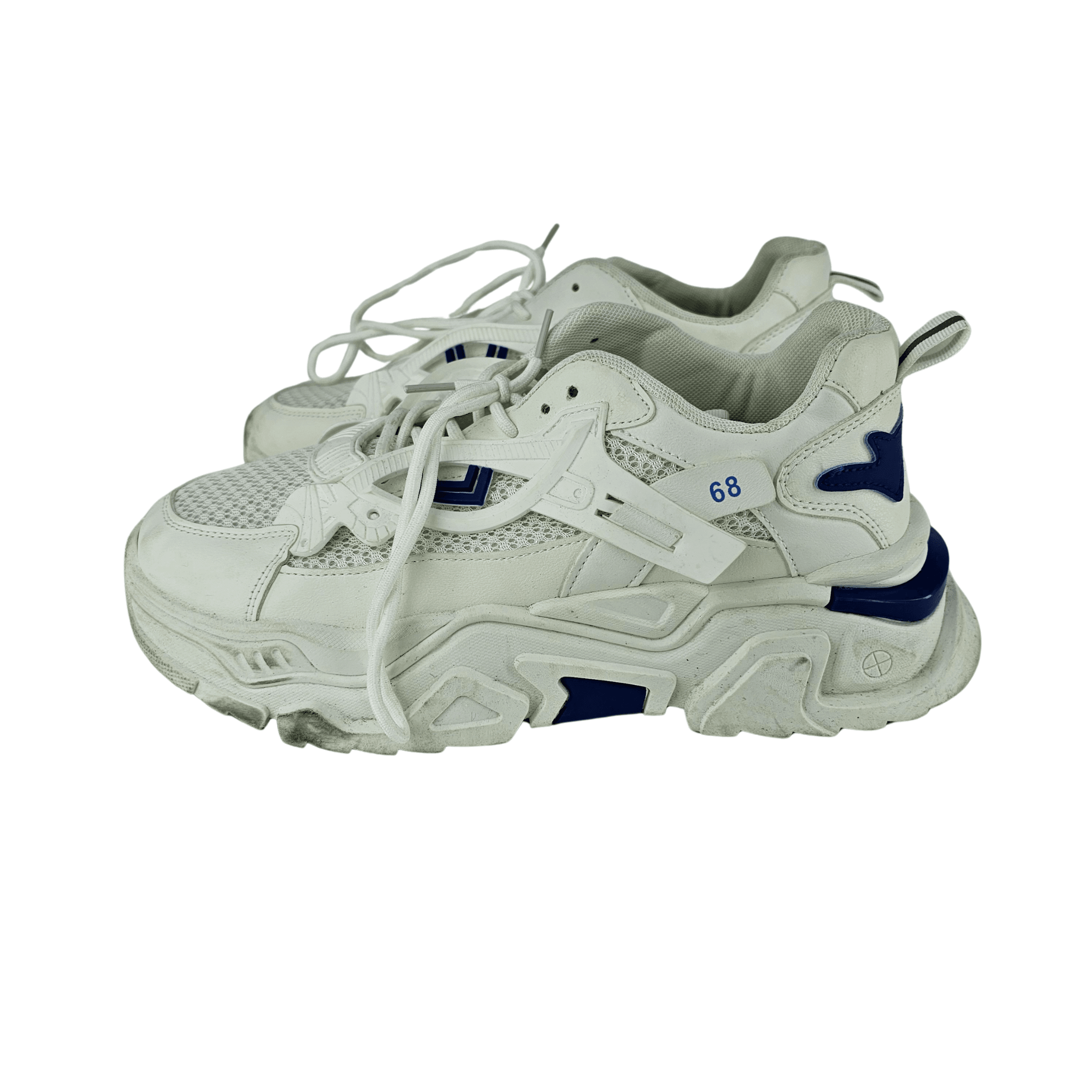 Atlete Meshkujsh Ngjyre te Bardha me Dizajn Blu S.Hand/Trainers
