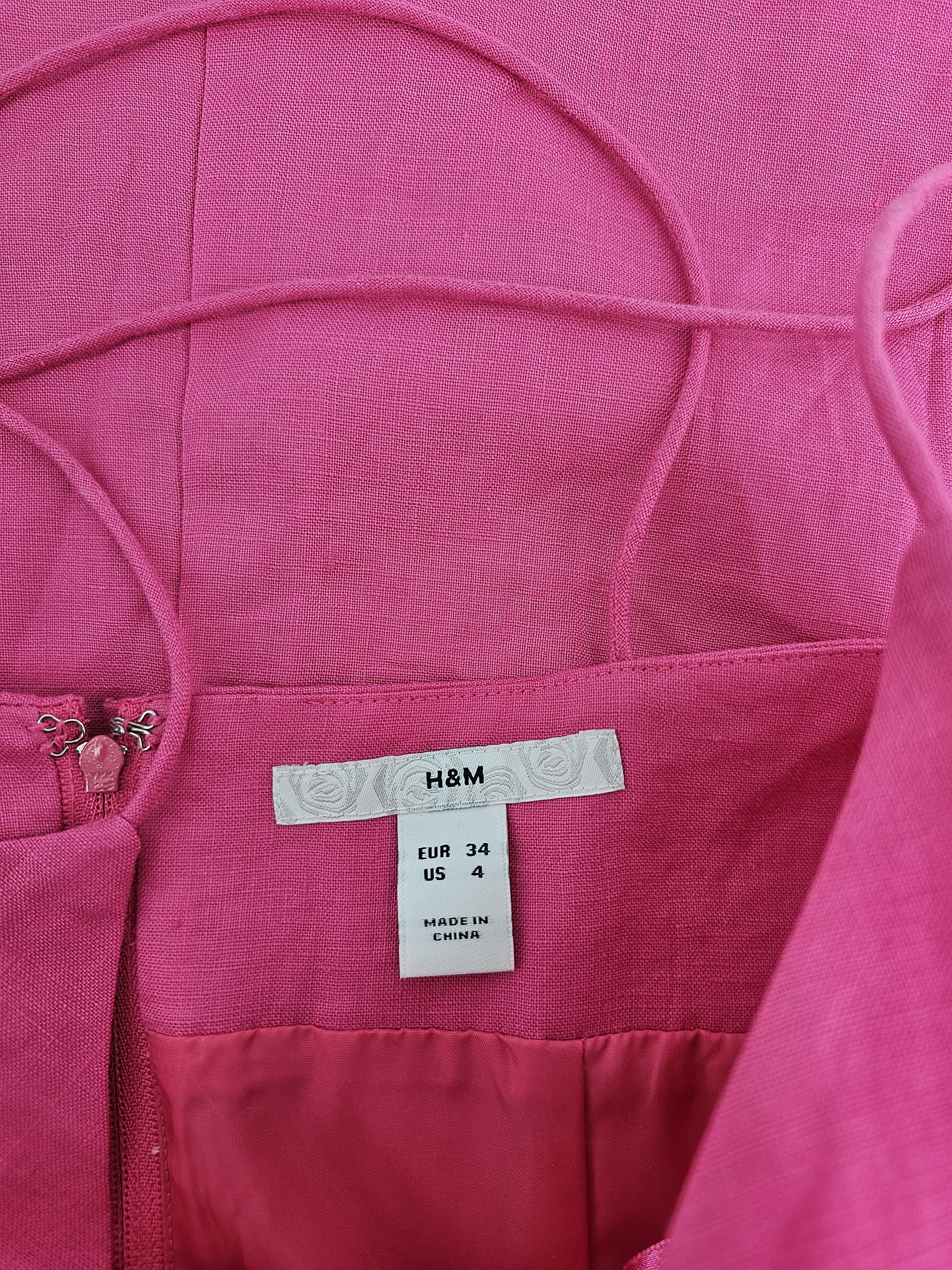 Fustan H&M Lino Fuchsia Neon S.Hand
