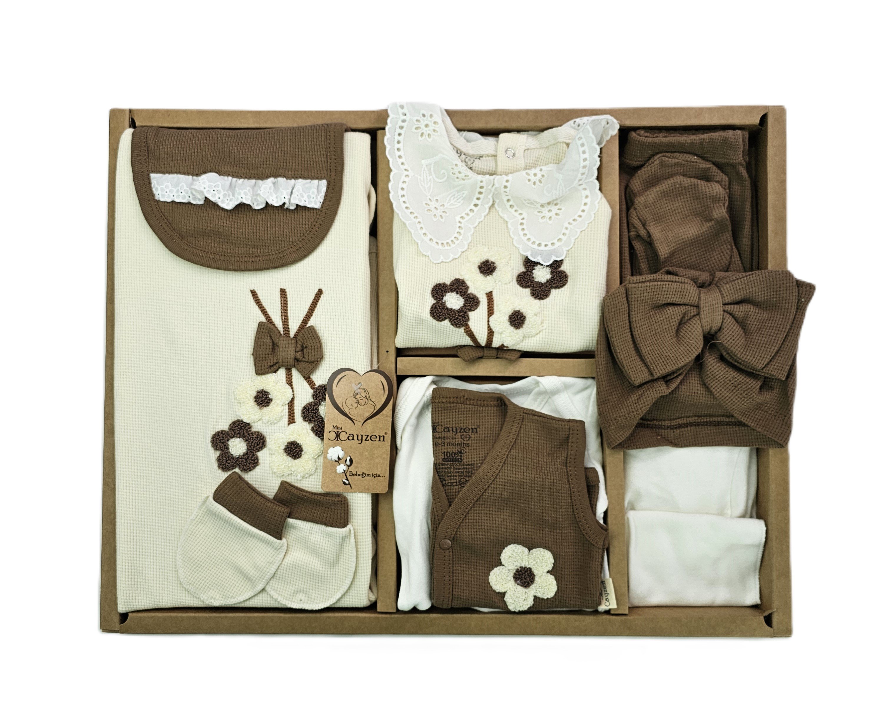 Set Bebesh Mini Cayzen 3013 Ngjyre Kafe/New Born Baby Set