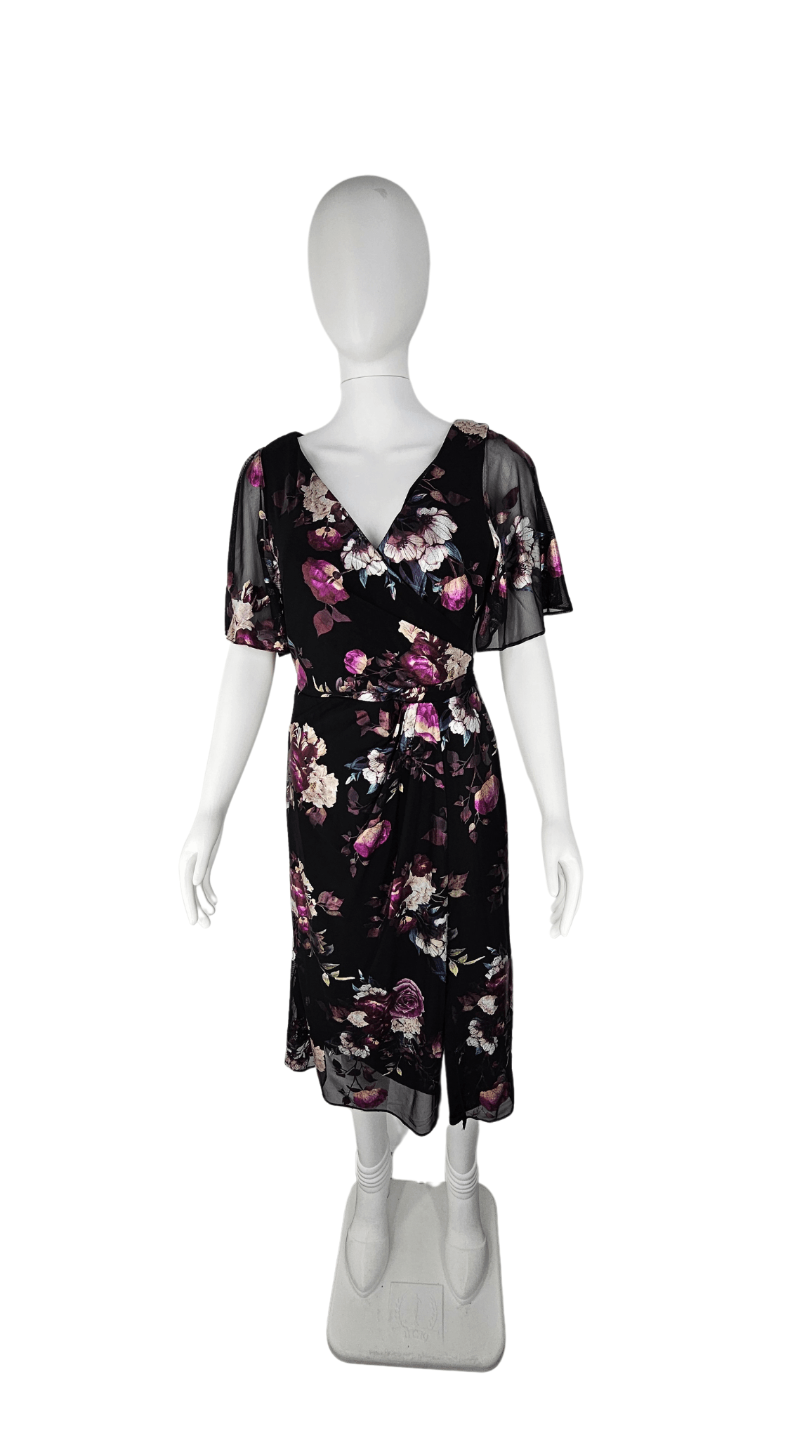 Fustan Femrash Adrianna Papell Ngjyre i Zi me Lule Roze Outlet/Dress