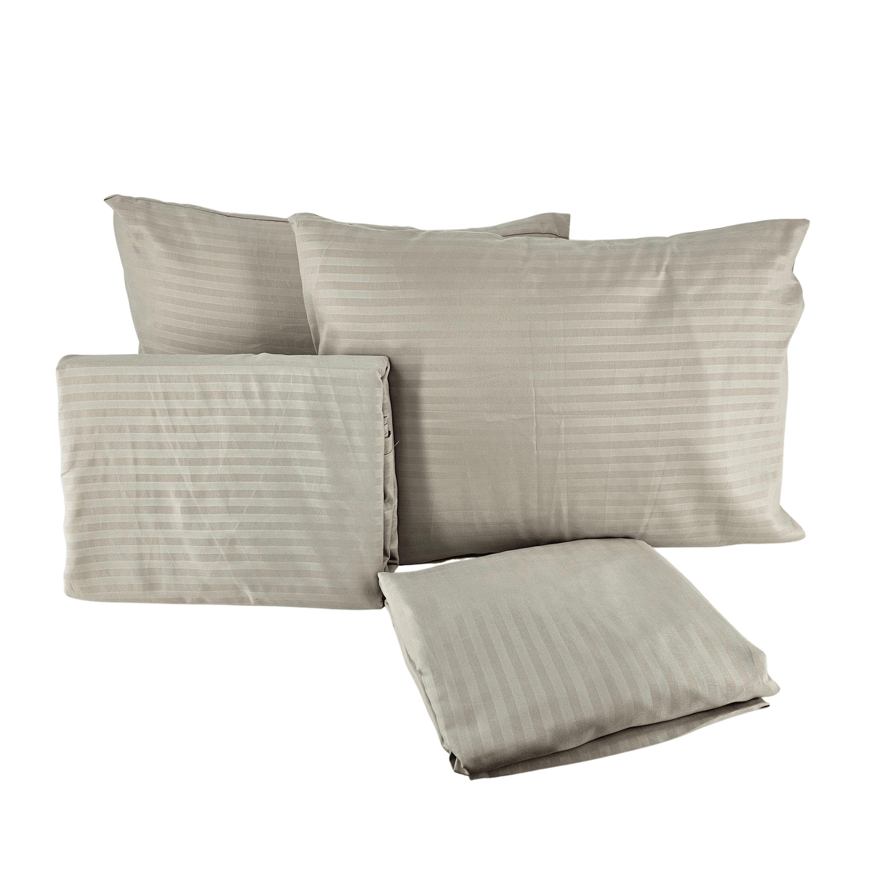 Set Zarf Jorgani Ngjyre Bezhe e Hapur me Vija  Dopio 180x200cm Outlet Double Bed Cover Set