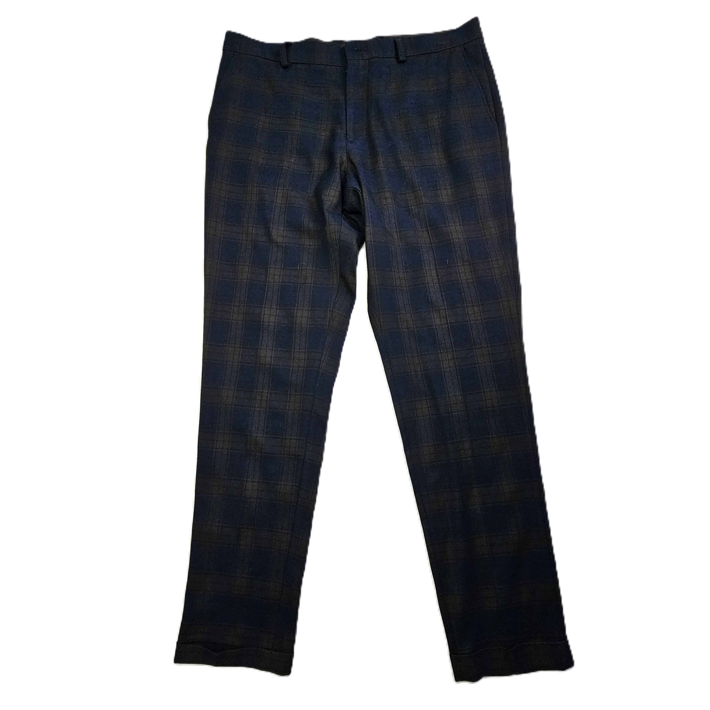 Pantallona Klasike Meshkujsh Ngjyre Blu te Erreta me Kuadrate Kafe S.Hand/ Dark Blue Classic Pants