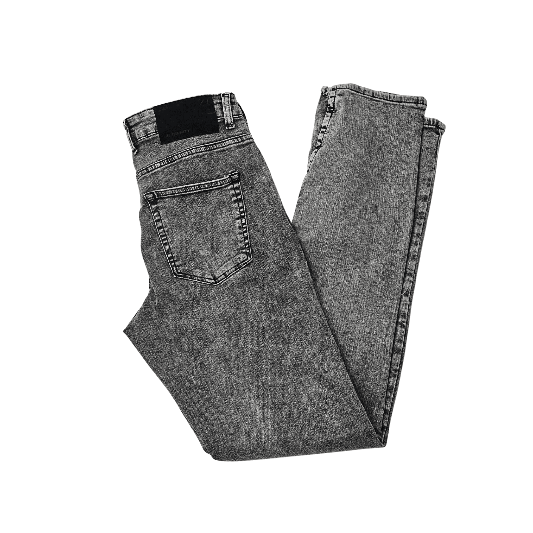 Pantallona Xhins Meshkujsh Reternity Outlet Ngjyre Gri Jeans