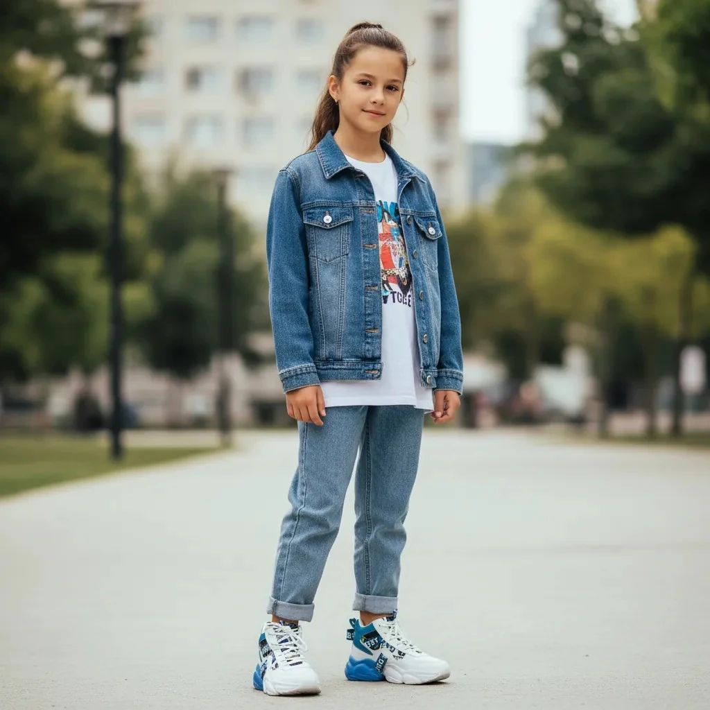 Atlete Femijesh Ngjyre te Bardha me Dizajn Blu S.Hand Children's Shoes