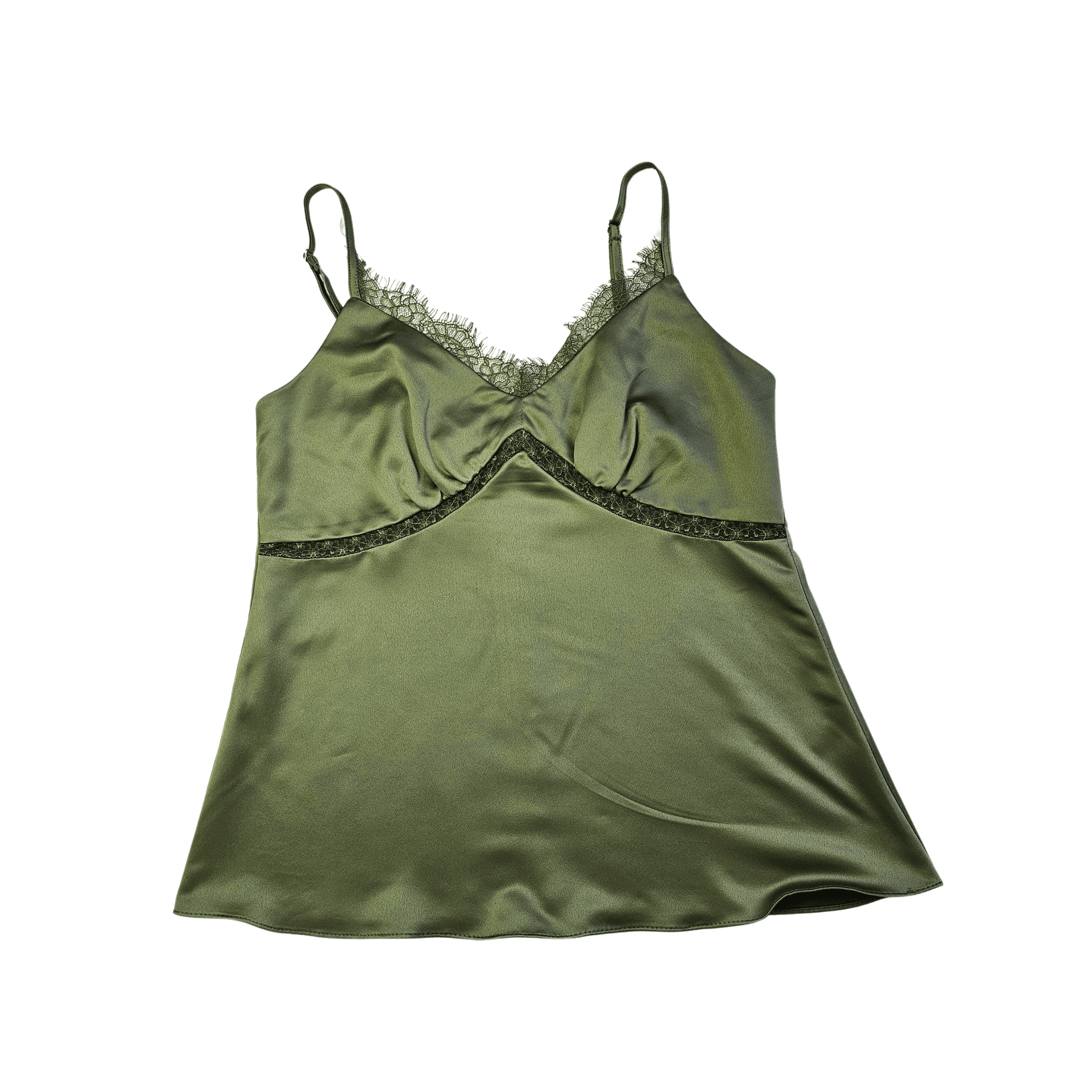 Veshje Gjumi Kanatjere Saten Topshop Ngjyre Ulliri me Detaj Dantelle S.Hand/Sleeping Clothes