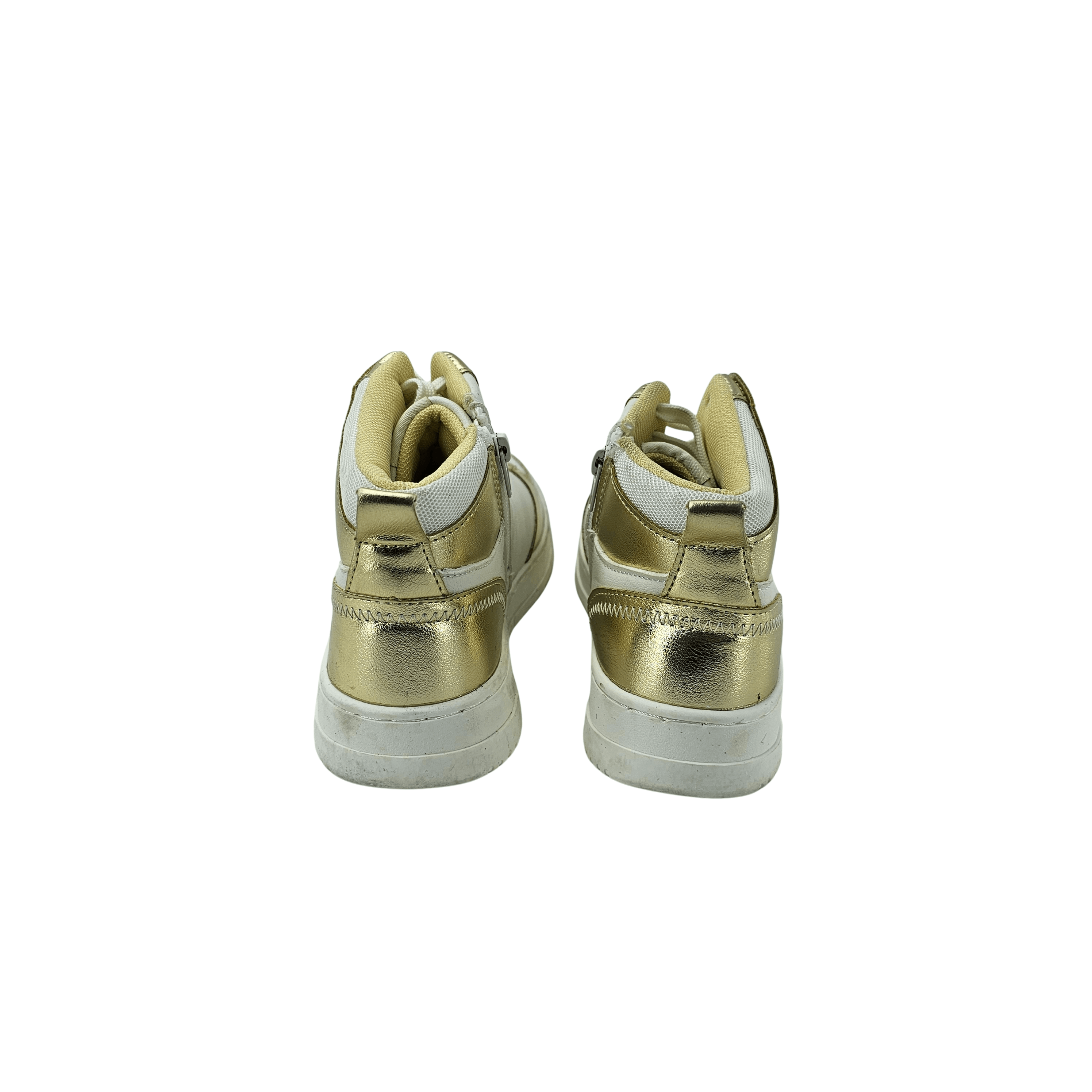 Atlete Femijesh Ngjyre Gold me Dizajn te Bardhe S.Hand Childrens Shoes