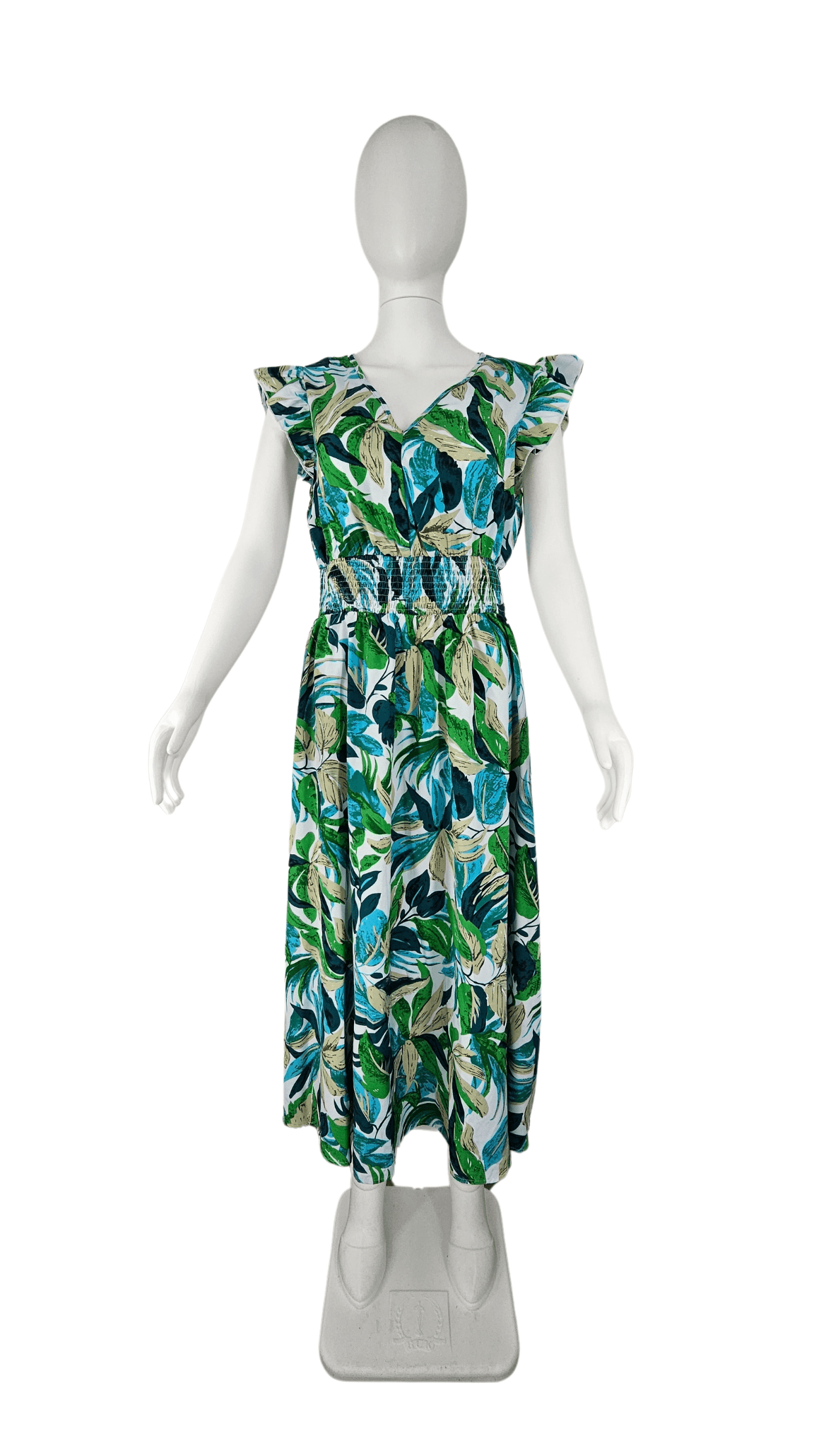 Fustan Femrash Shein me Llastik tek Beli Dizajn Abstrakt me Lule Outlet/Dress