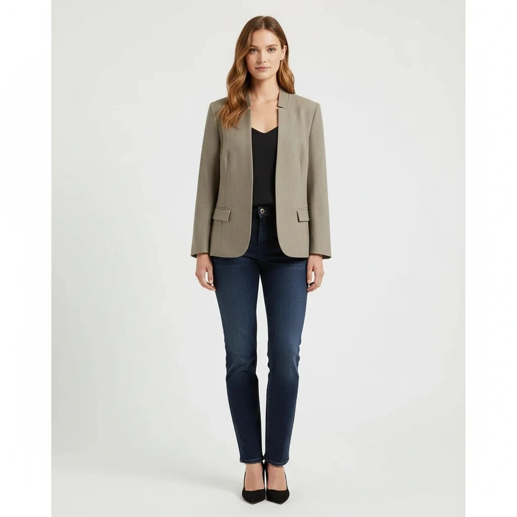 Xhakete Klasike Femrash Ngjyre Bezhe ne Gri S.Hand Women's Classic Jacket