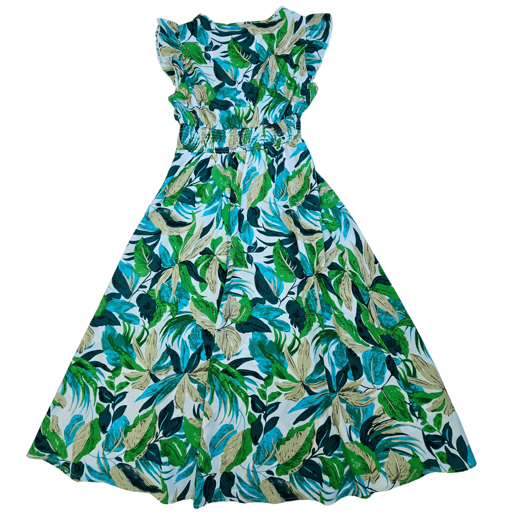 Fustan Femrash Shein me Llastik tek Beli Dizajn Abstrakt me Lule Outlet/Dress
