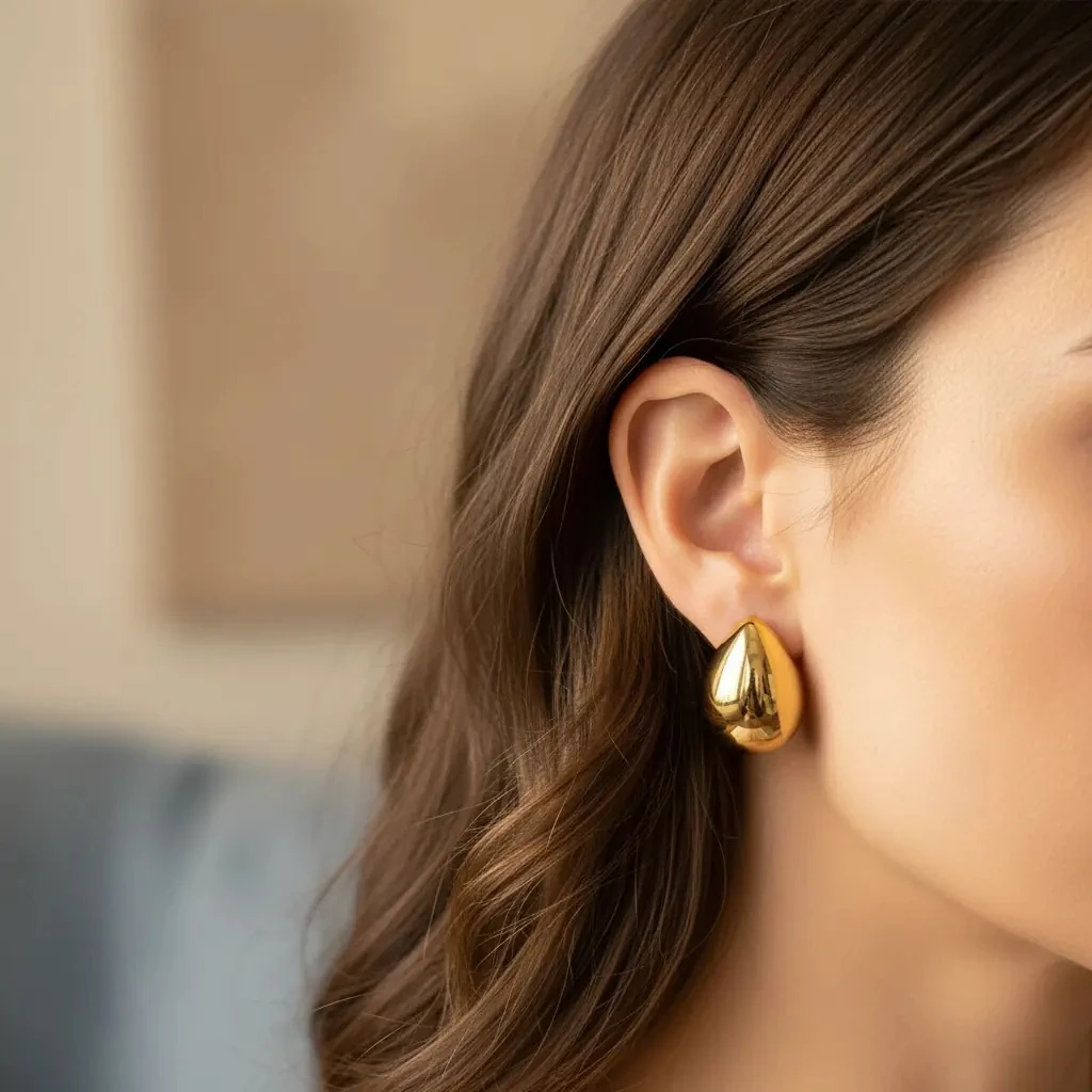 Vathe Femrash Çeliku M12 Stainless Steel Ngjyre Gold Women Earrings