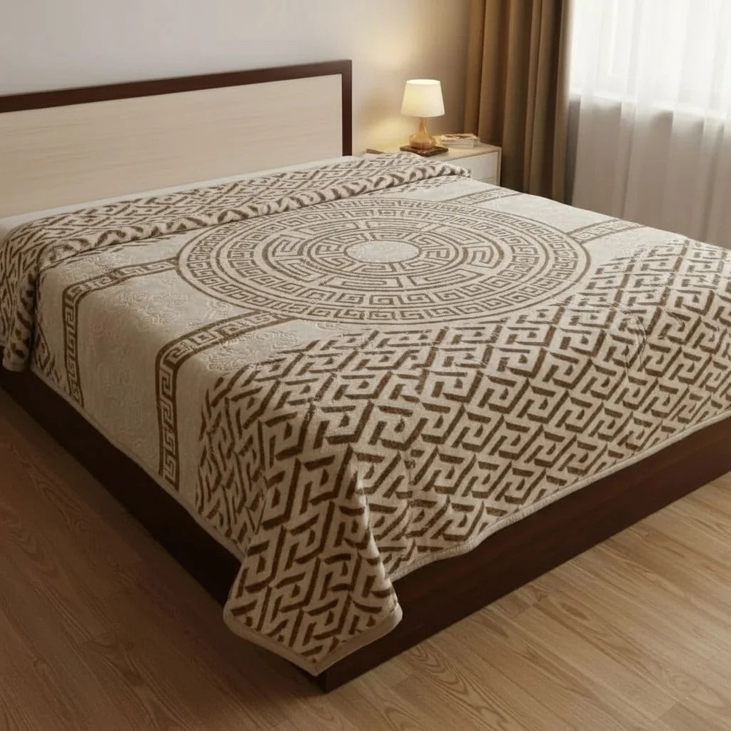Batanije e Bute Dyfletesh Ngjyre Bezhe e Hapur Dopio 220x240cm 4.5kg Outlet Blanket