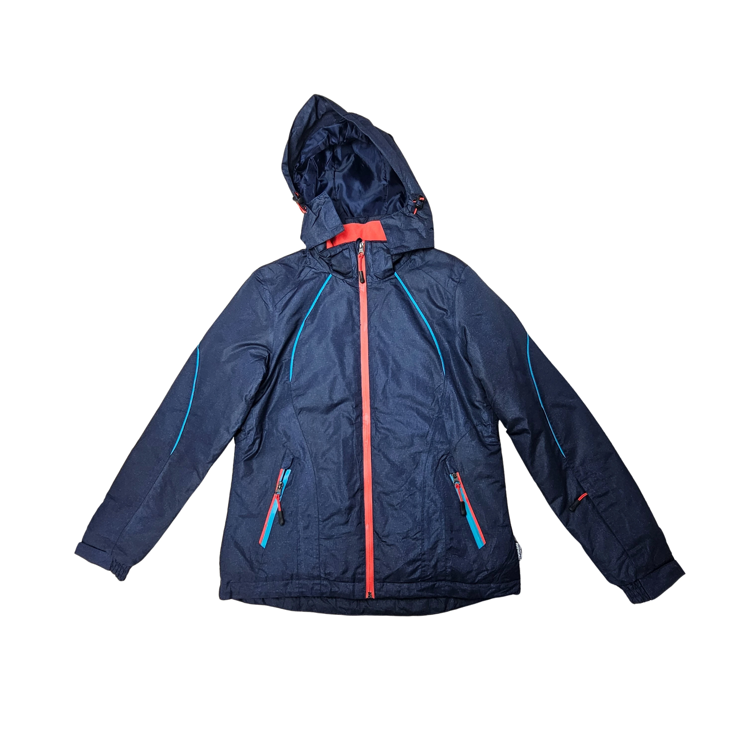 Xhup Bore Femrash Ngjyre Blu e Erret me Dizajn Roze S.Hand Women Snow Jacket