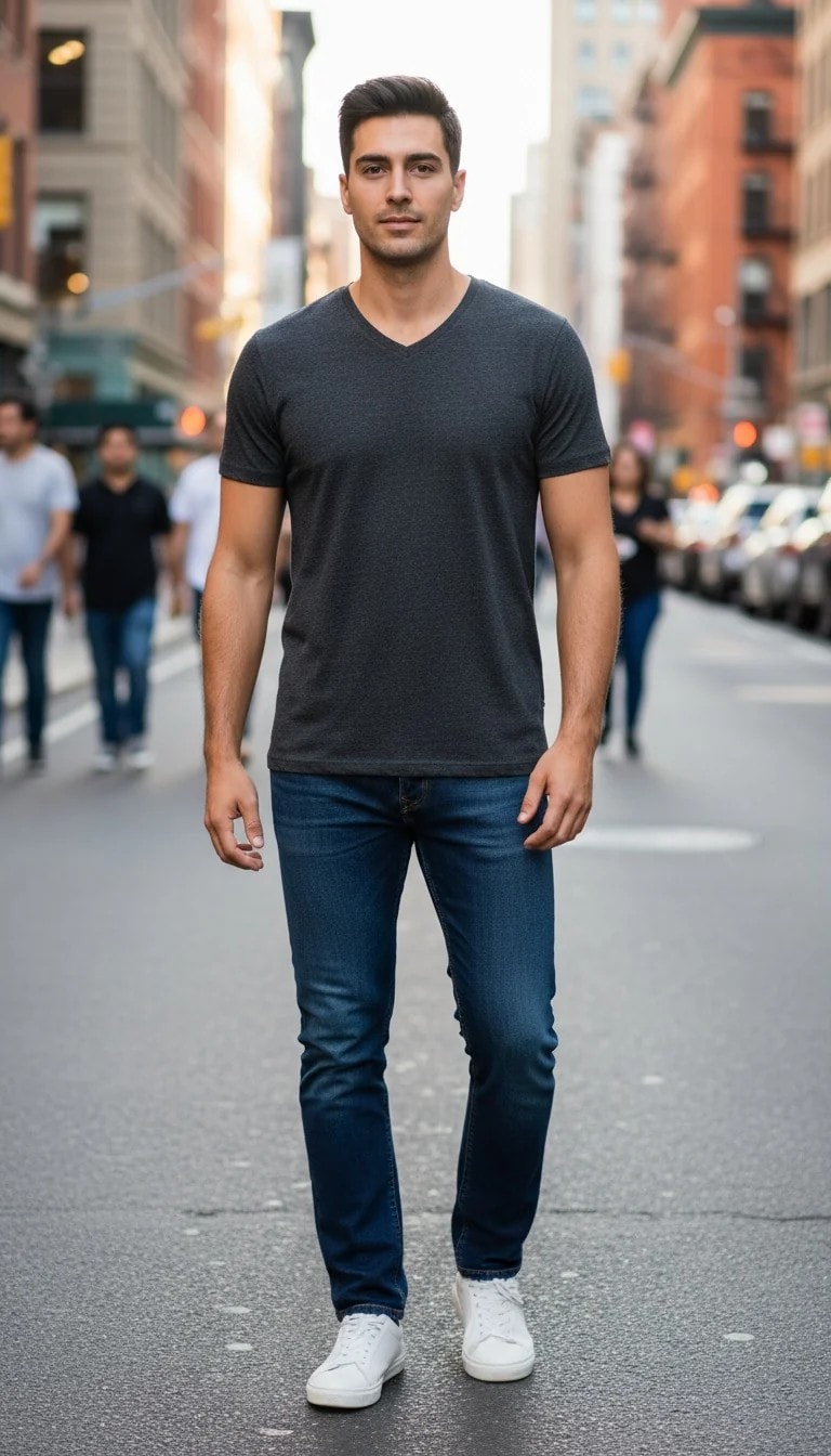 T-Shirt Meshkujsh Ngjyre e Zeze Outlet