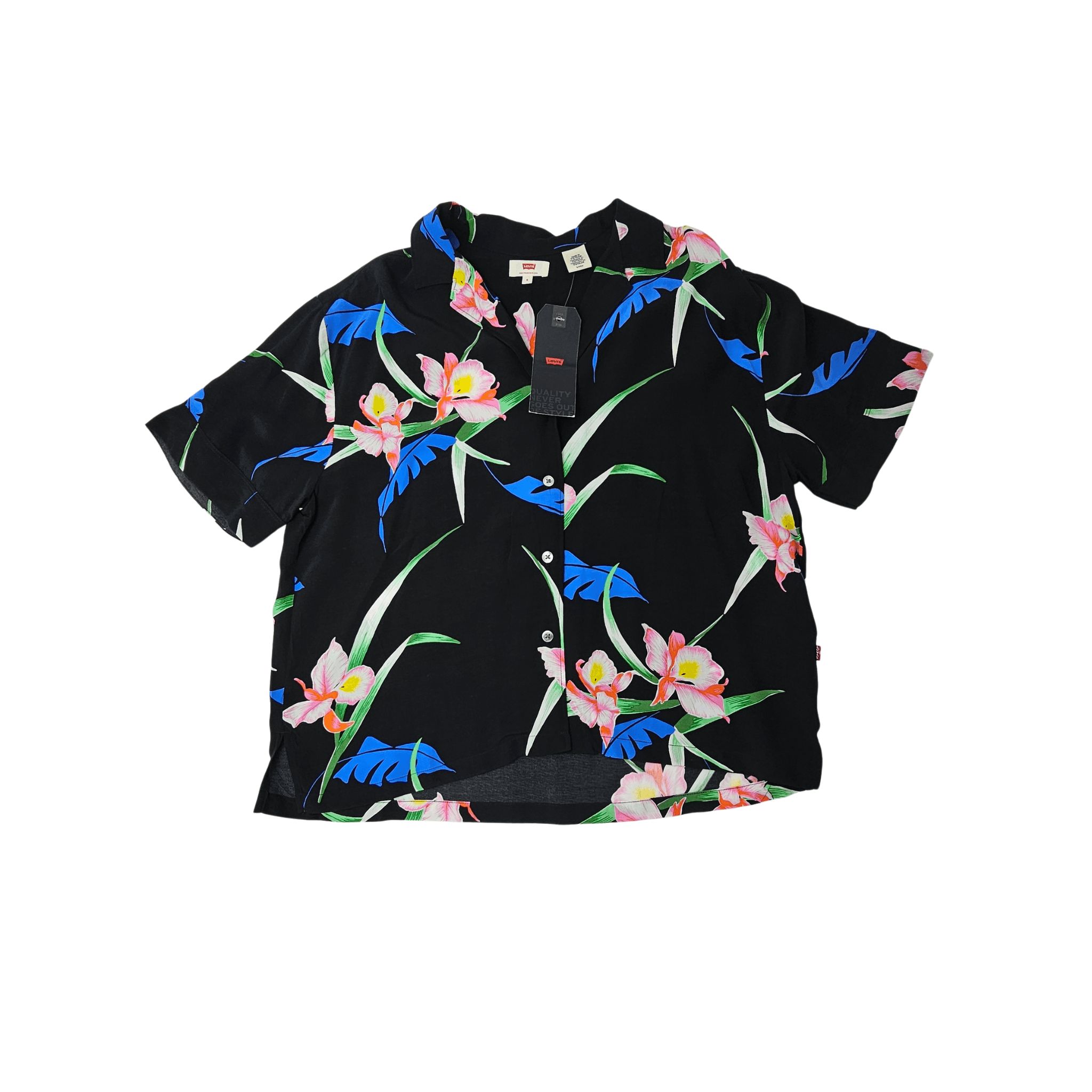 Kemishe Femrash Levis Outlet Ngjyre e Zeze me Dizajn Lulesh Shumengjyreshe Shirt