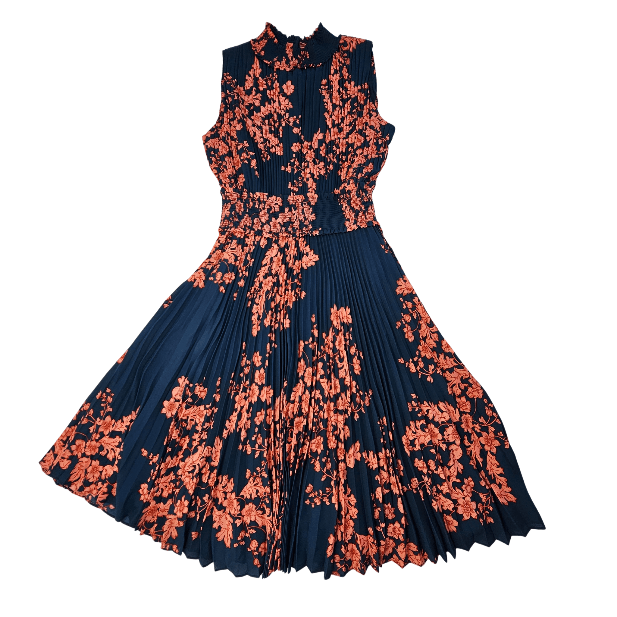 Fustan Femrash Ngjyre Blu i Erret me Lule Portokalli S.Hand/Dress