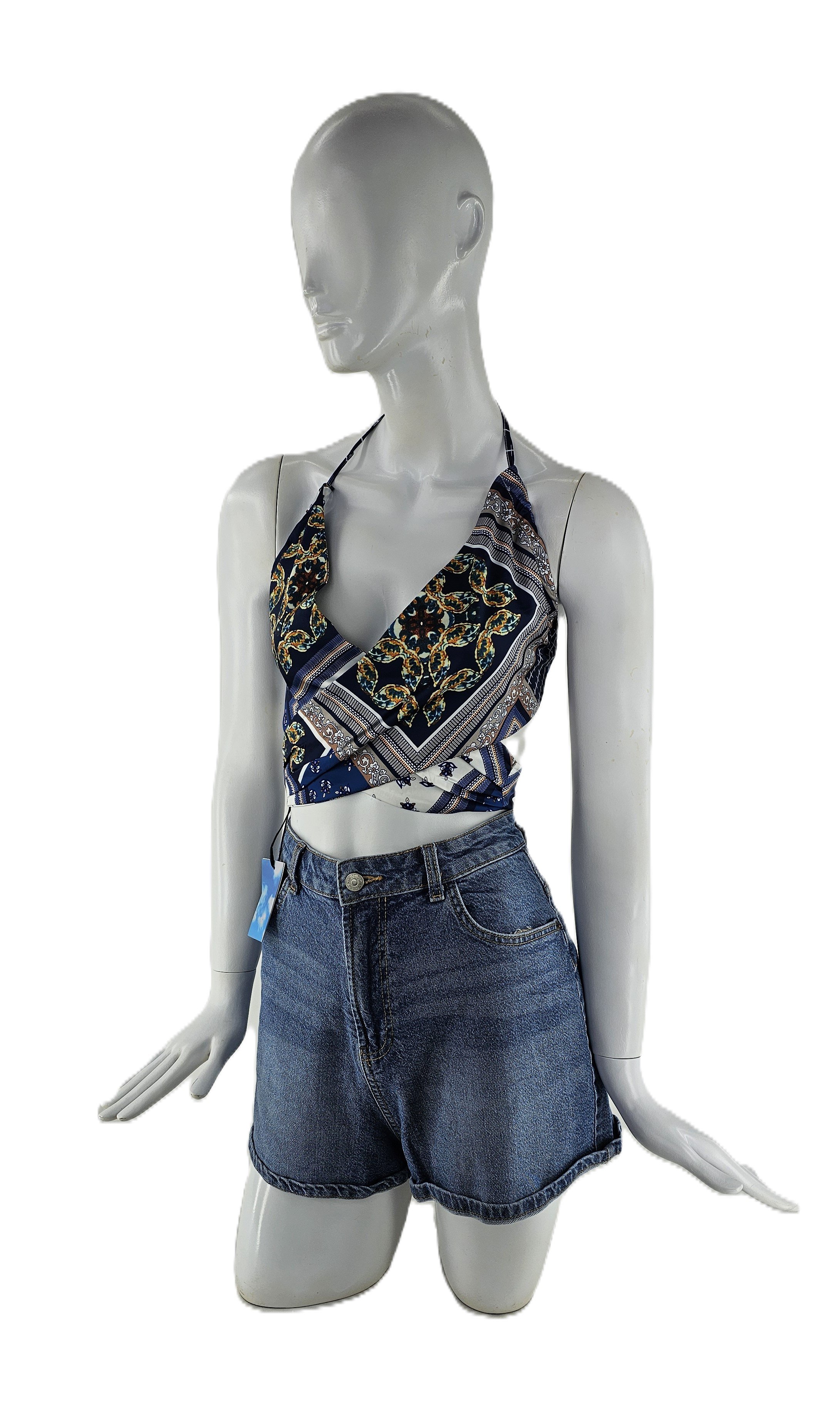 Kanatjere Plazhi Dizajn Abstrakt Outlet/Crop Top