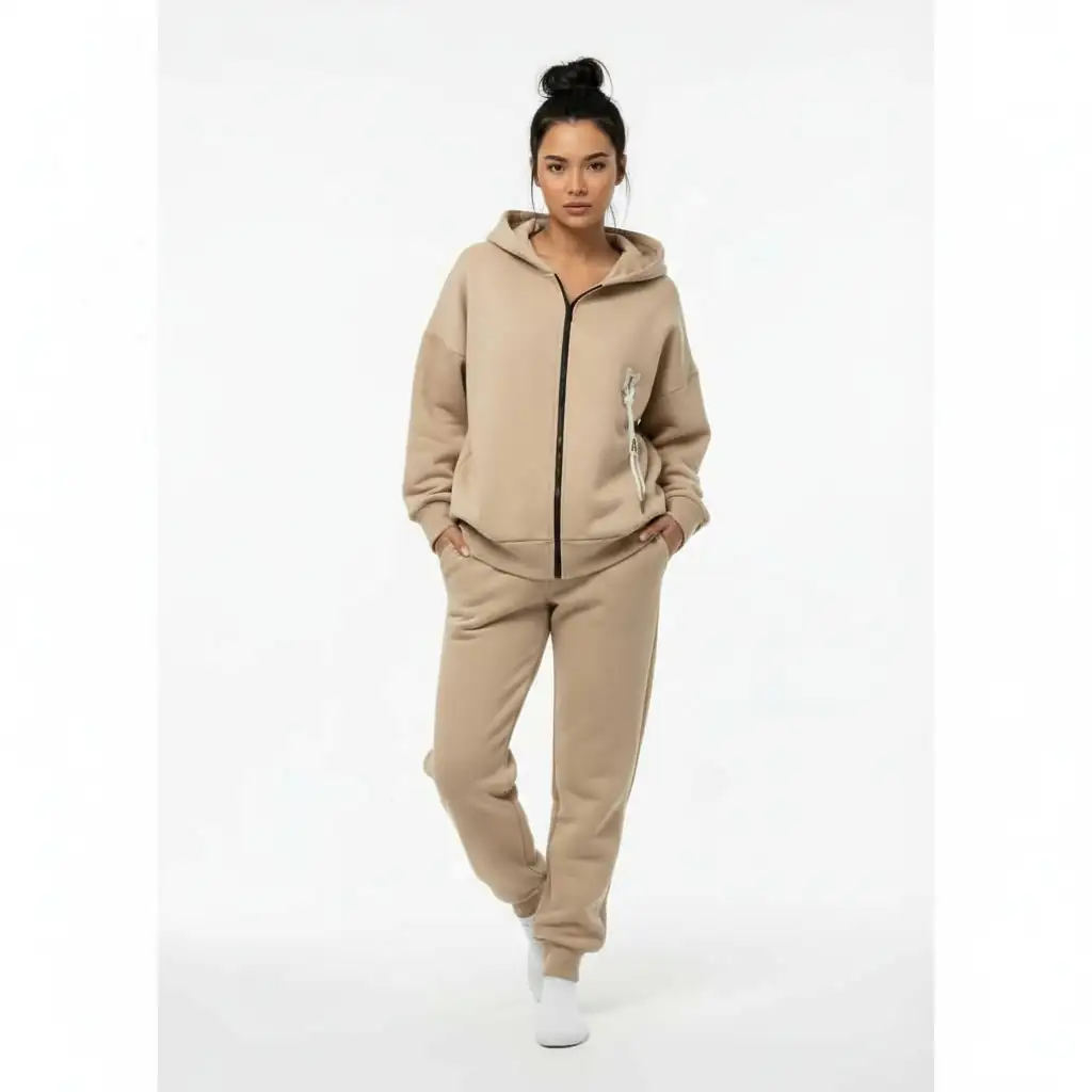 Kostume Sportive Femrash Outlet Woman's Swetsuit Set  - Beige