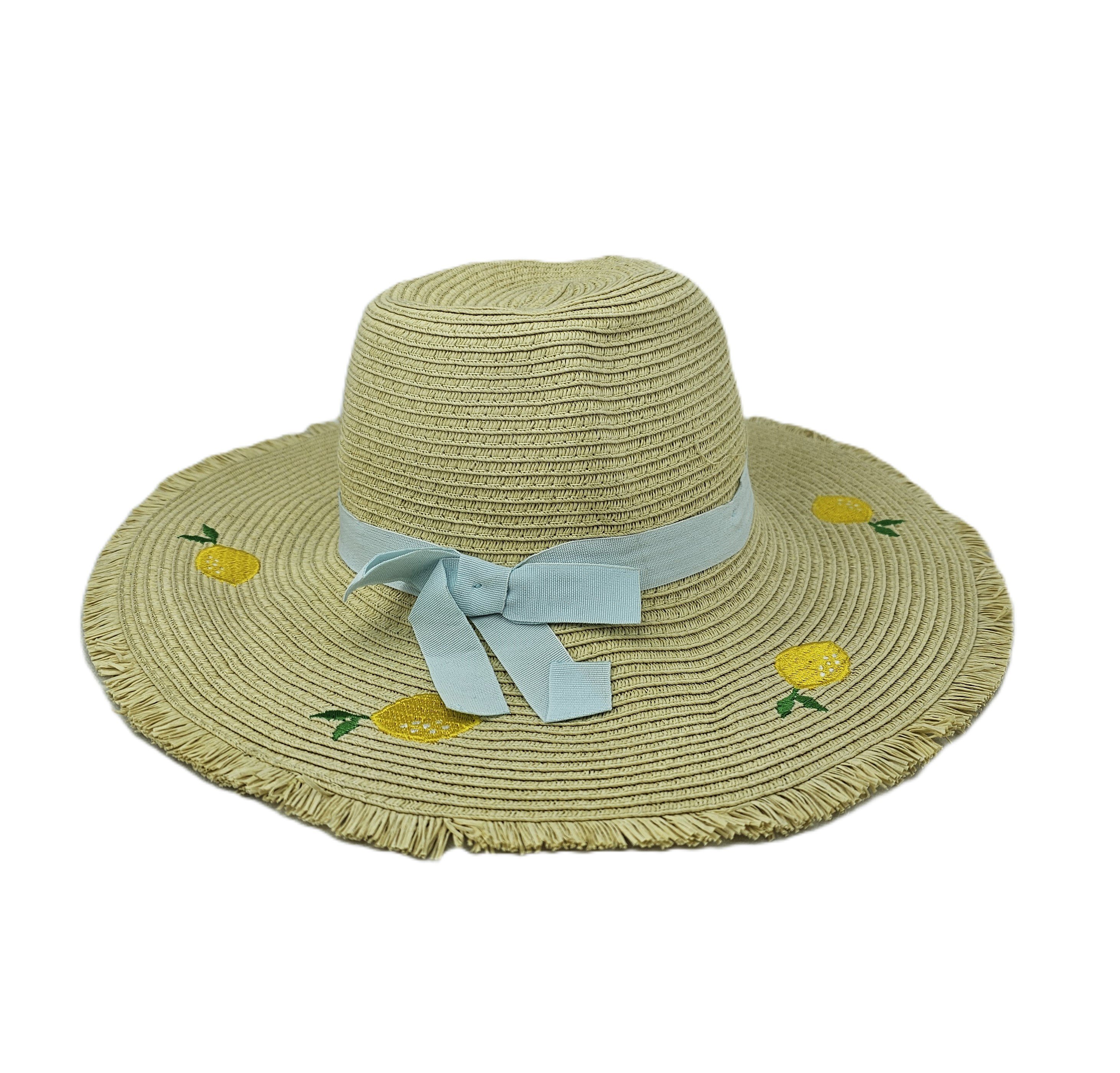 Kapele Plazhi Femrash F&F Kashte me Dizajn Fjongo Blu dhe Limona S.Hand/Beach Hat