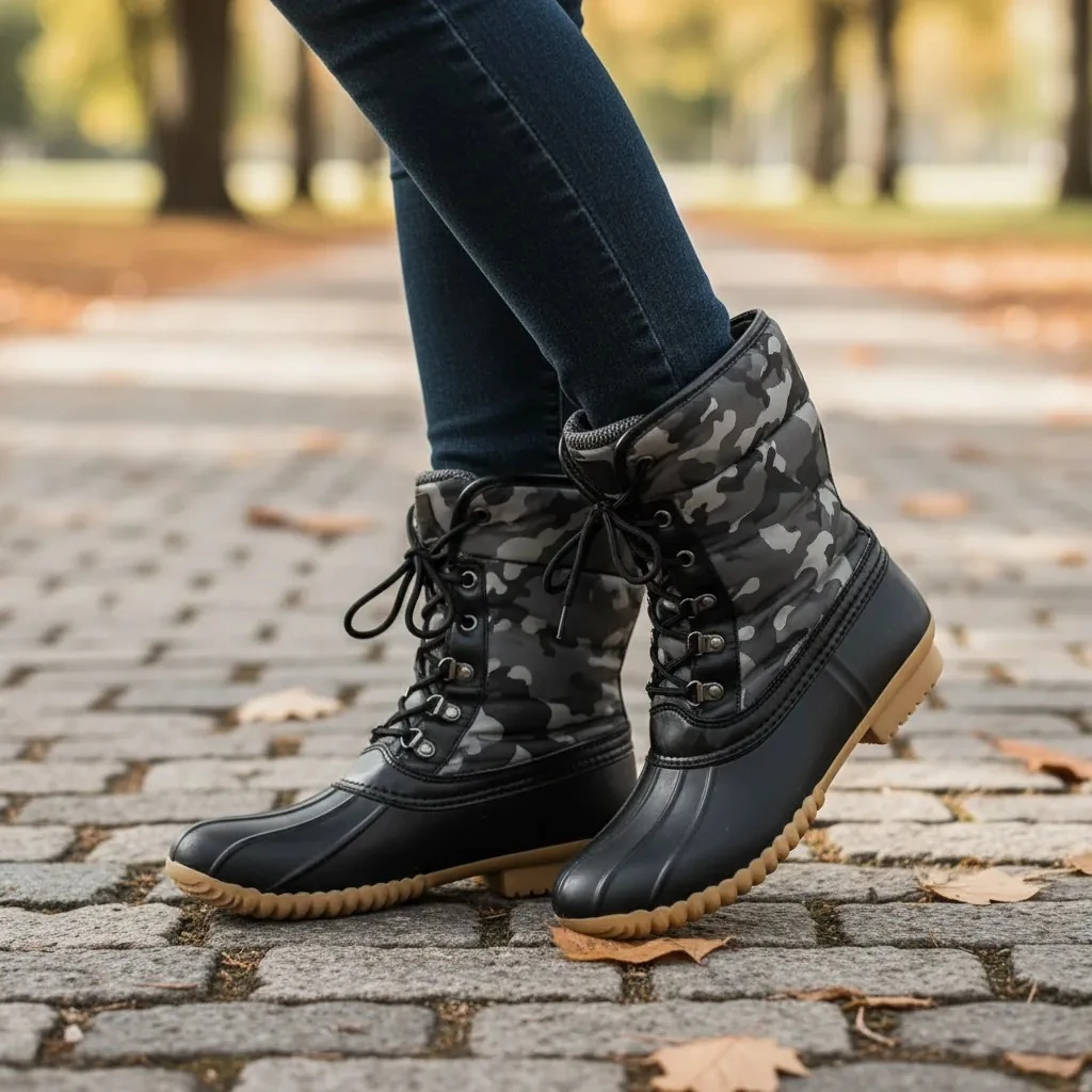 Cizme Femrash me Push Brenda Ngjyre Gri e Erret me Dizajn Ushtarak S.Hand Women's Boots