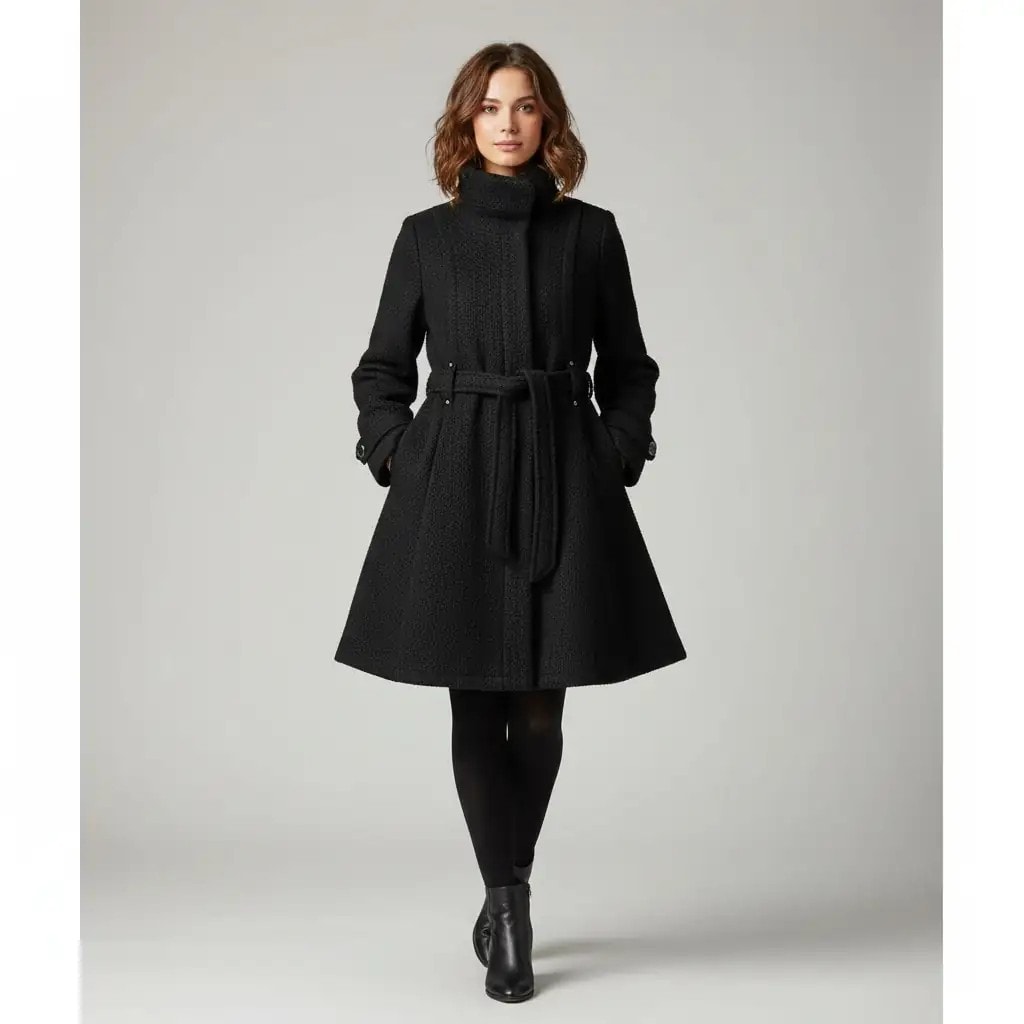 Pallto Femrash Ngjyre e Zeze Outlet Womens Coat