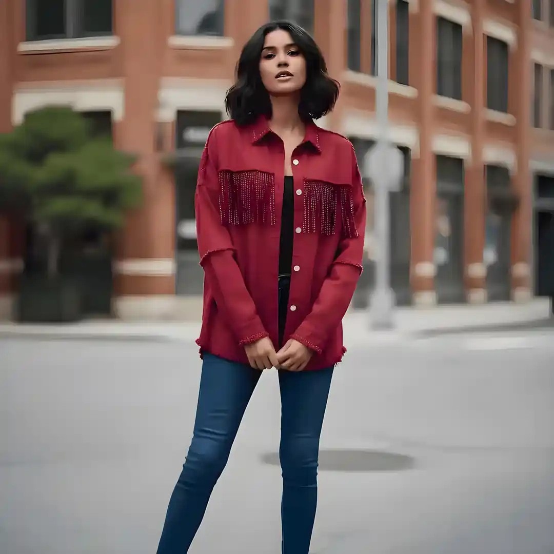 Kemishe Femrash Zara Ngjyre Vishnje me Dizajn me Gure Womens Shirt